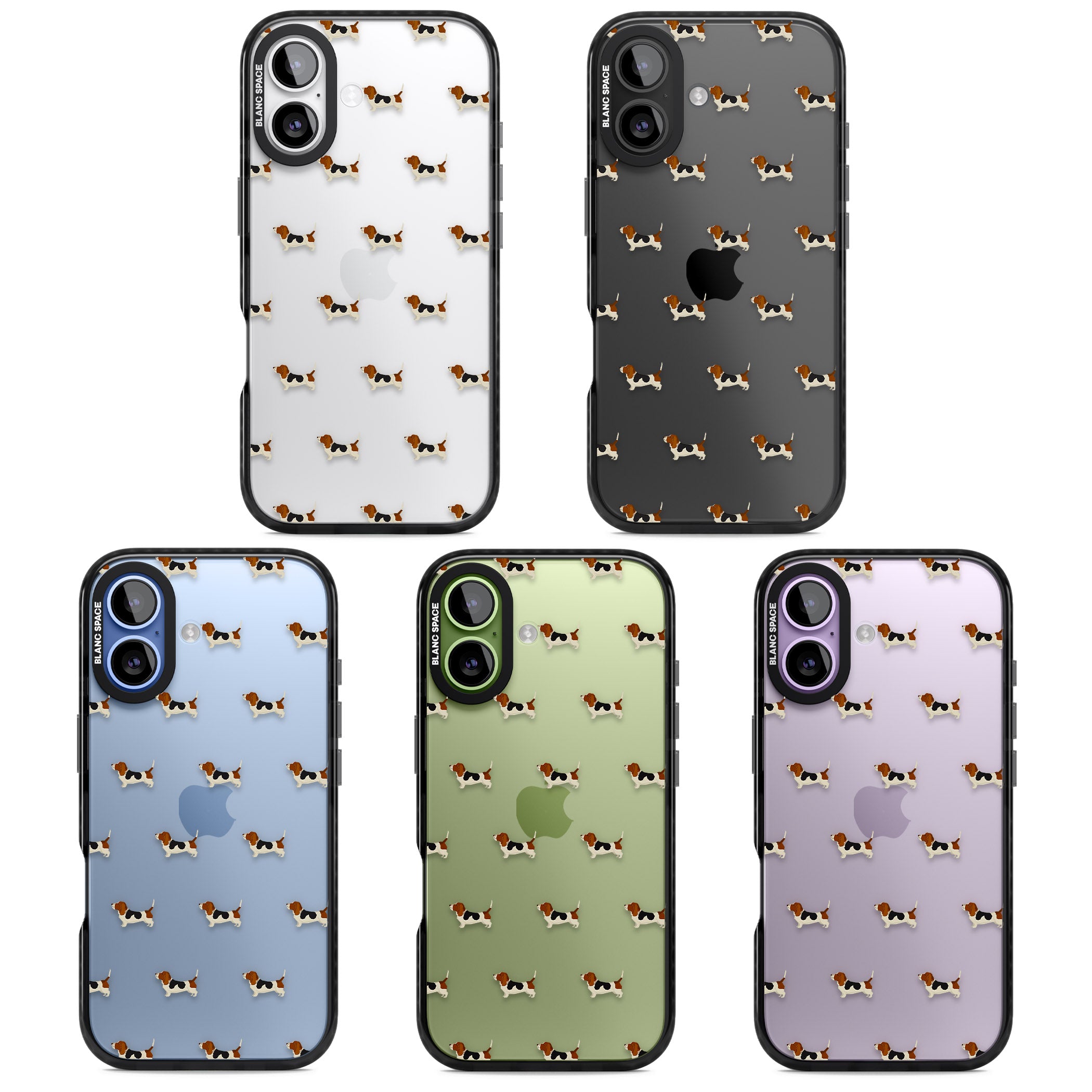 Basset Hound Pattern iPhone 17 Impact Black Phone Case APT Impact Protection