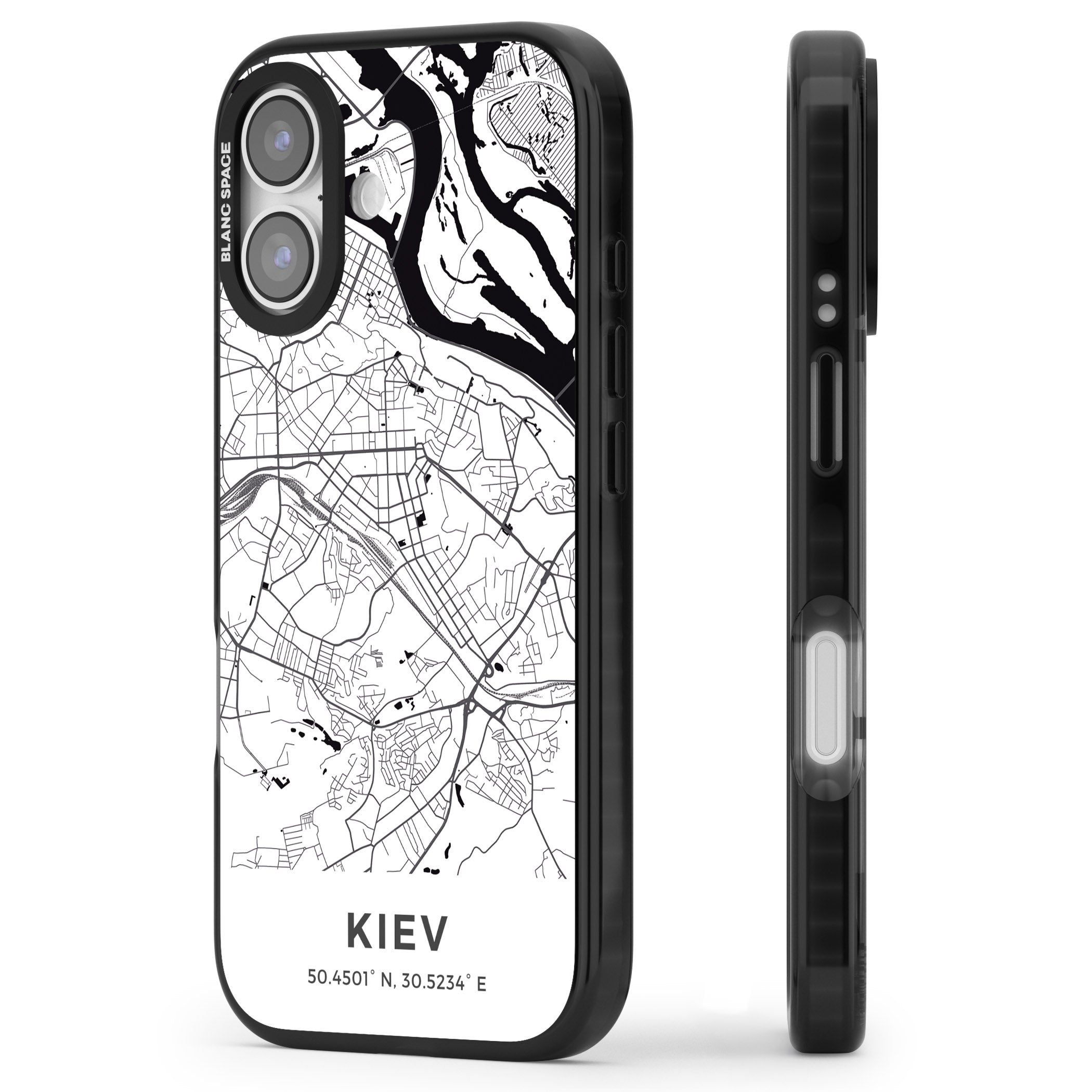 Kiev Map iPhone 17 Impact Black Phone Case Side Profile
