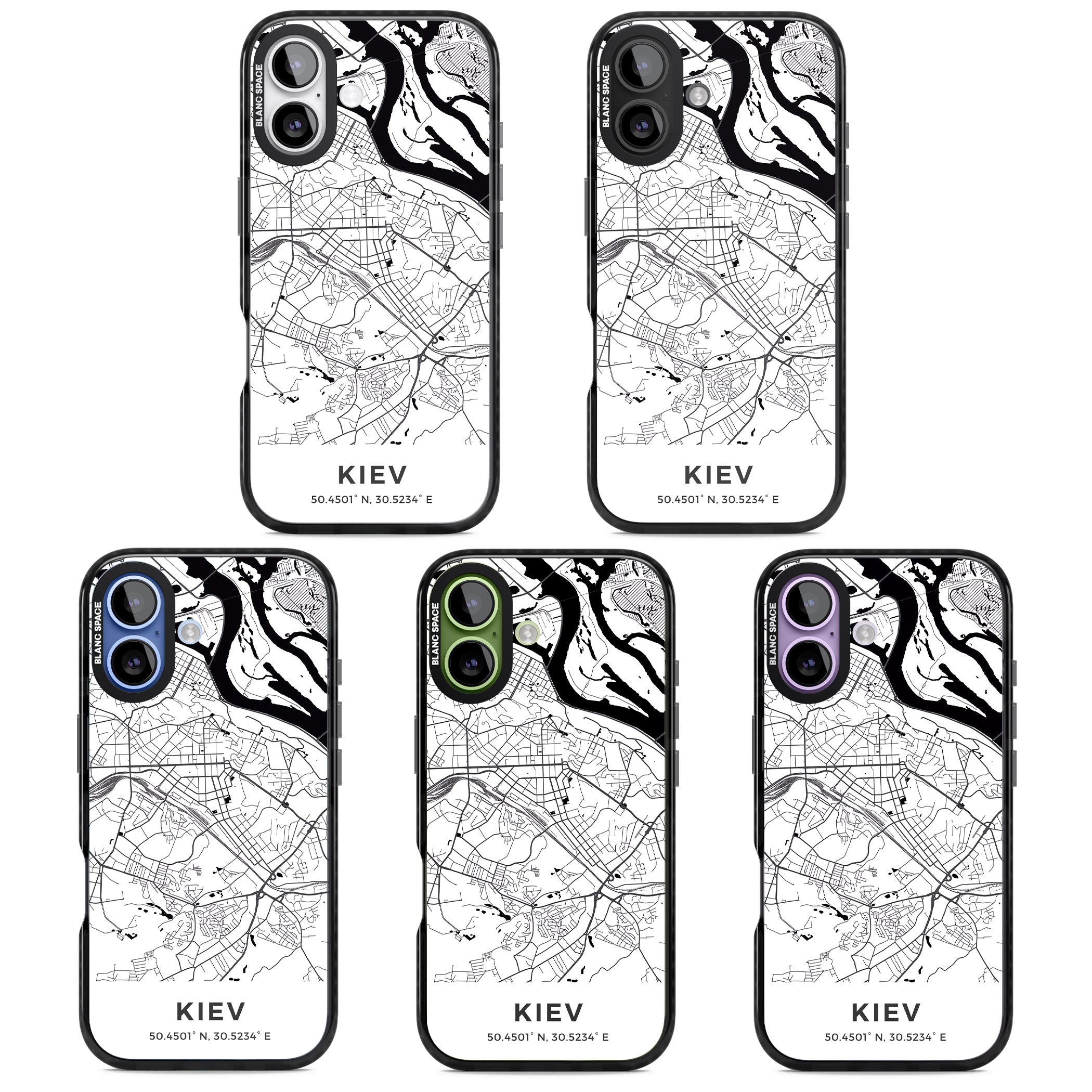 Kiev Map iPhone 17 Impact Black Phone Case APT Impact Protection