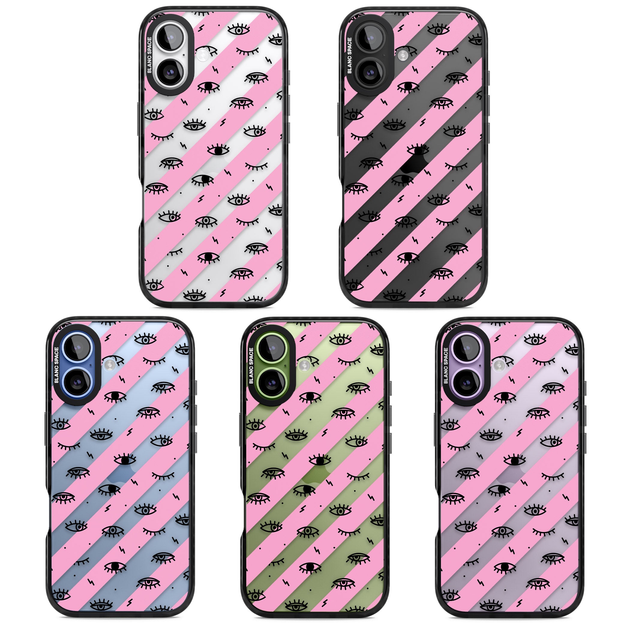 Pink Stripe Eyes iPhone 17 Impact Black Phone Case APT Impact Protection
