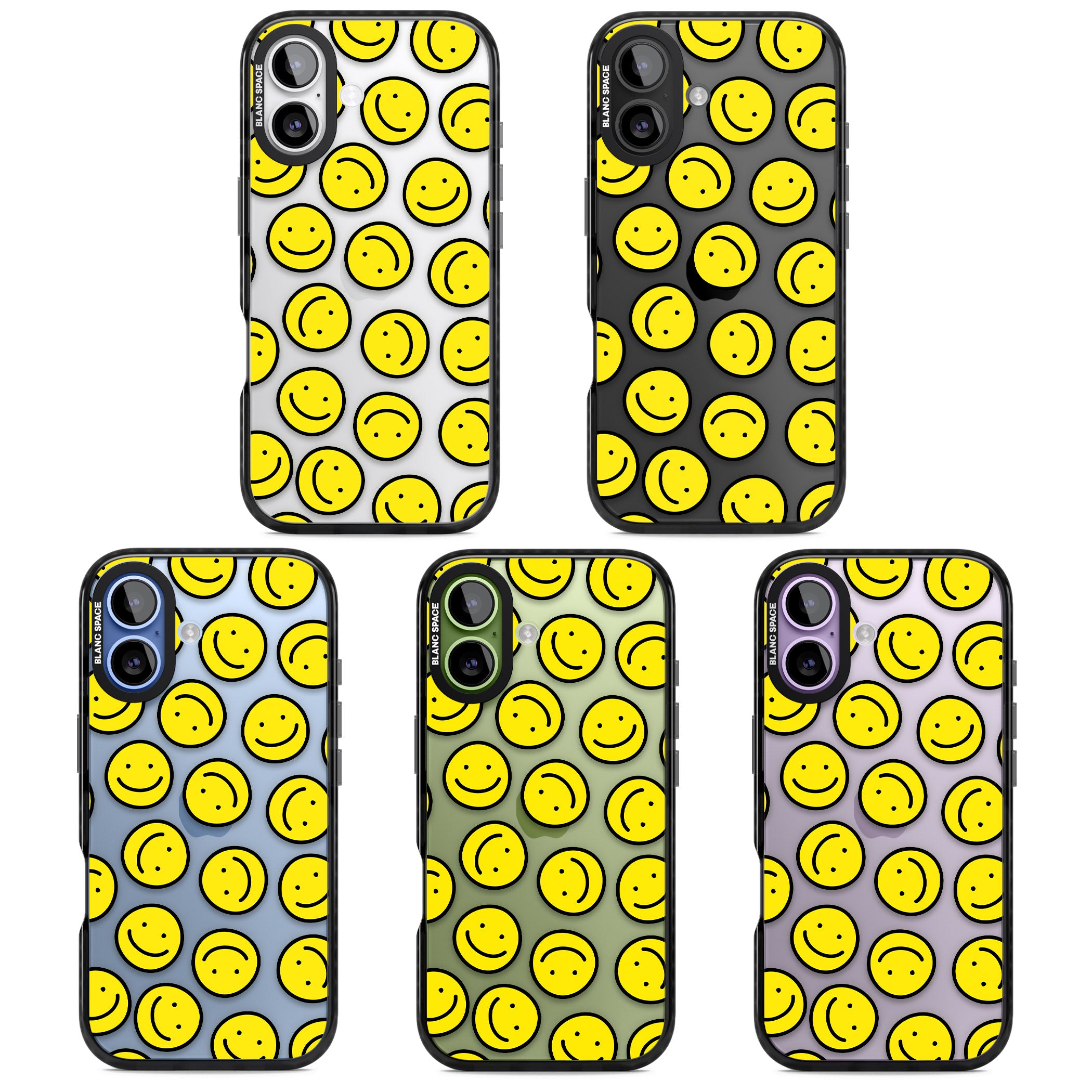 Smiley Face Pattern iPhone 17 Impact Black Phone Case APT Impact Protection