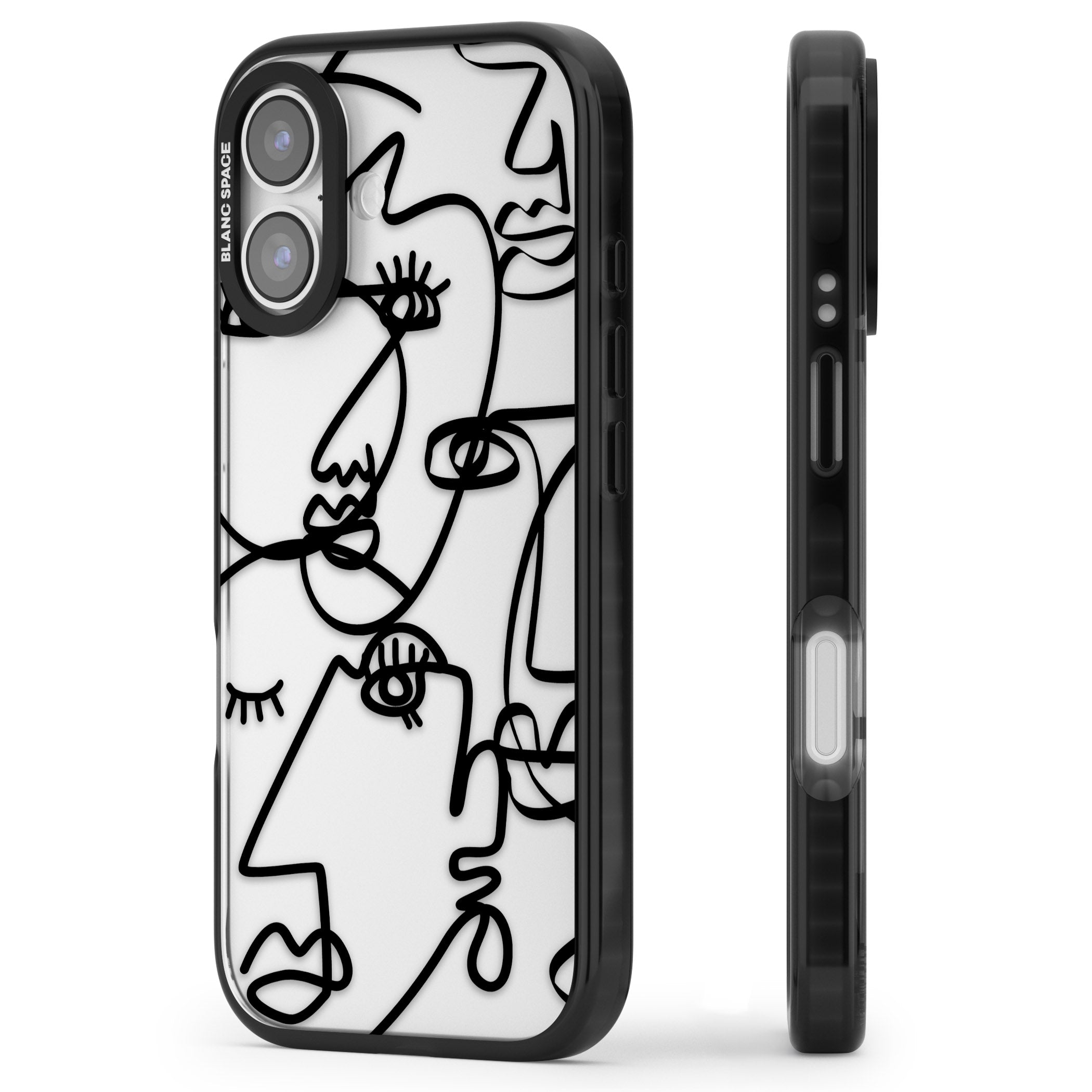 Abstract Line Art Black Clear iPhone 17 Impact Black Phone Case Side Profile