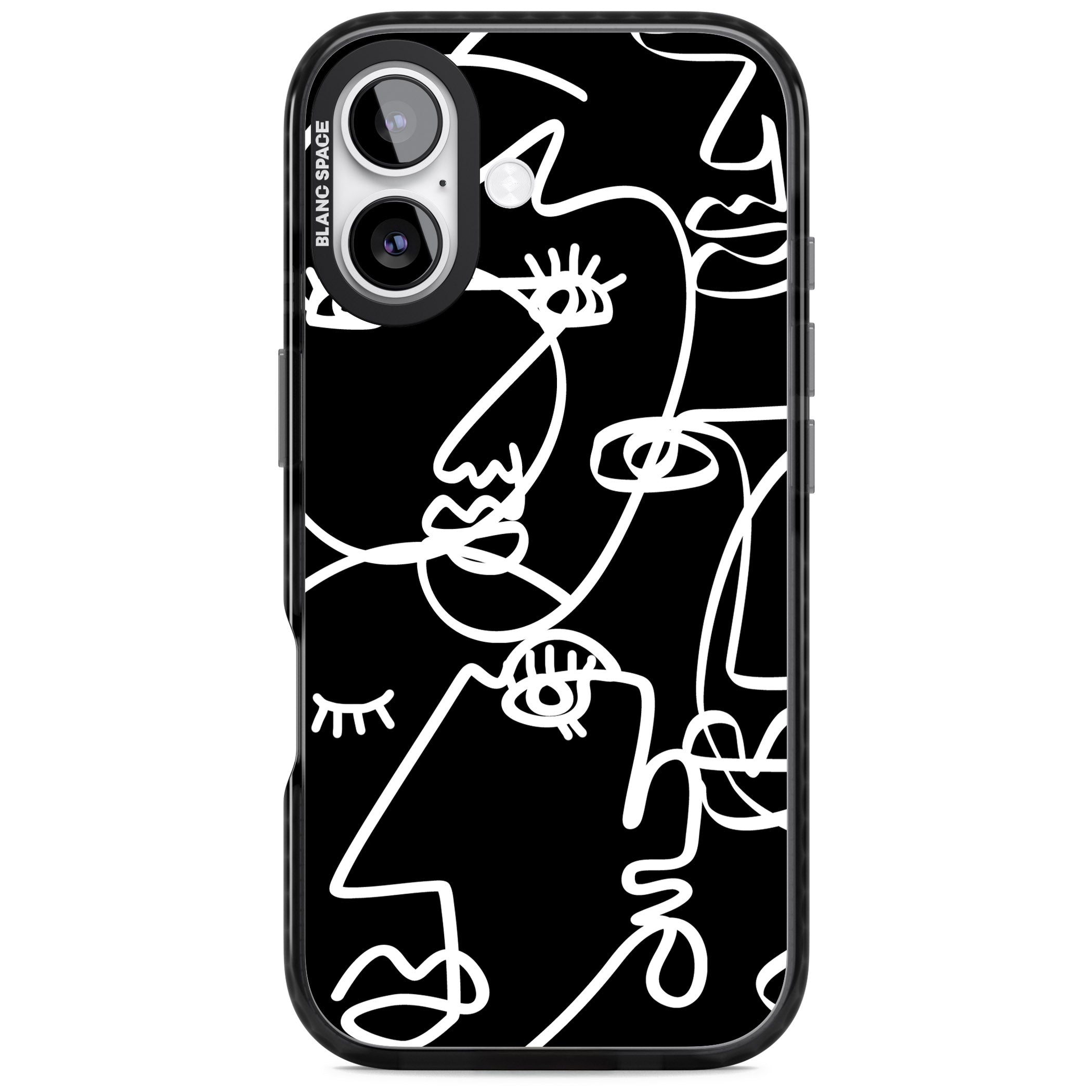 Abstract Line Art White Black iPhone 17 Impact Black Phone Case