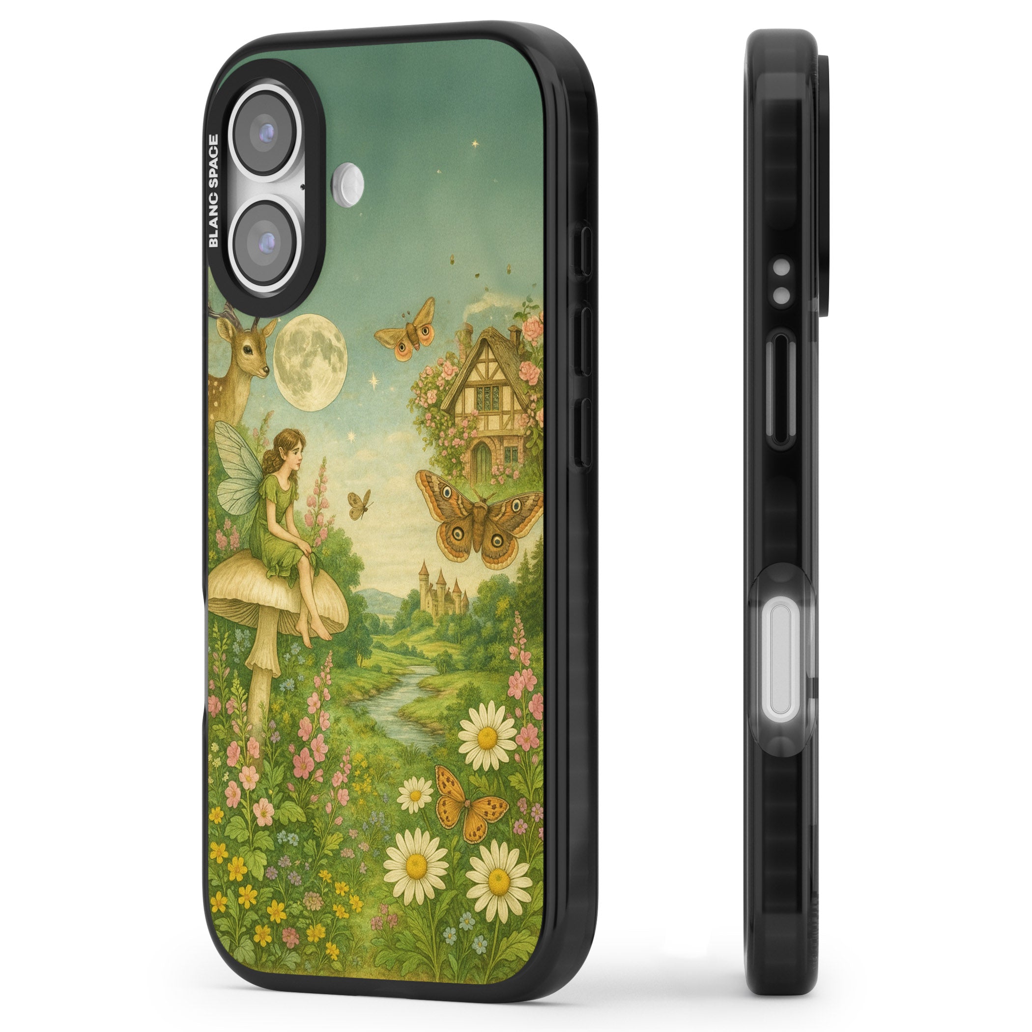 Cottage Fairy iPhone 17 Impact Black Phone Case Side Profile