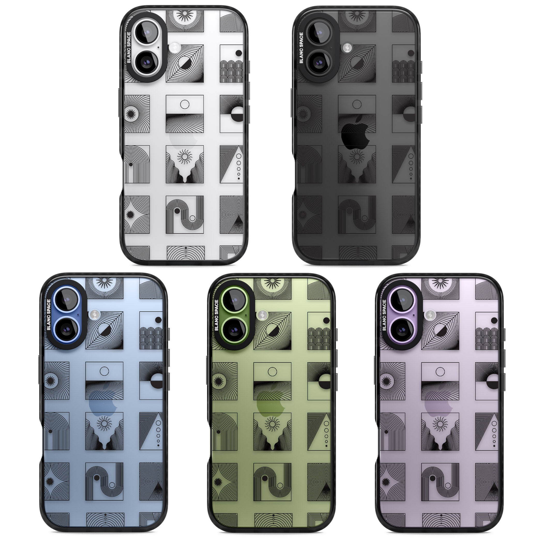 Geometric Pattern Trio: Artistic Blend iPhone 17 Impact Black Phone Case APT Impact Protection