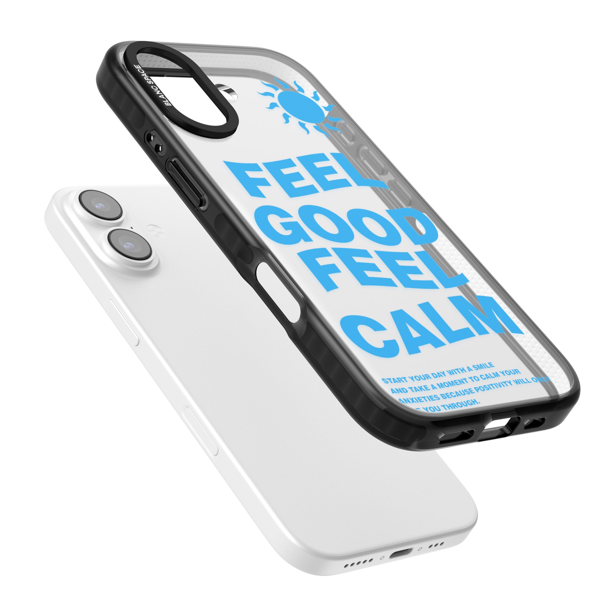 Feel Good Feel Calm (Blue) iPhone 17 Impact Black Phone Case Colours