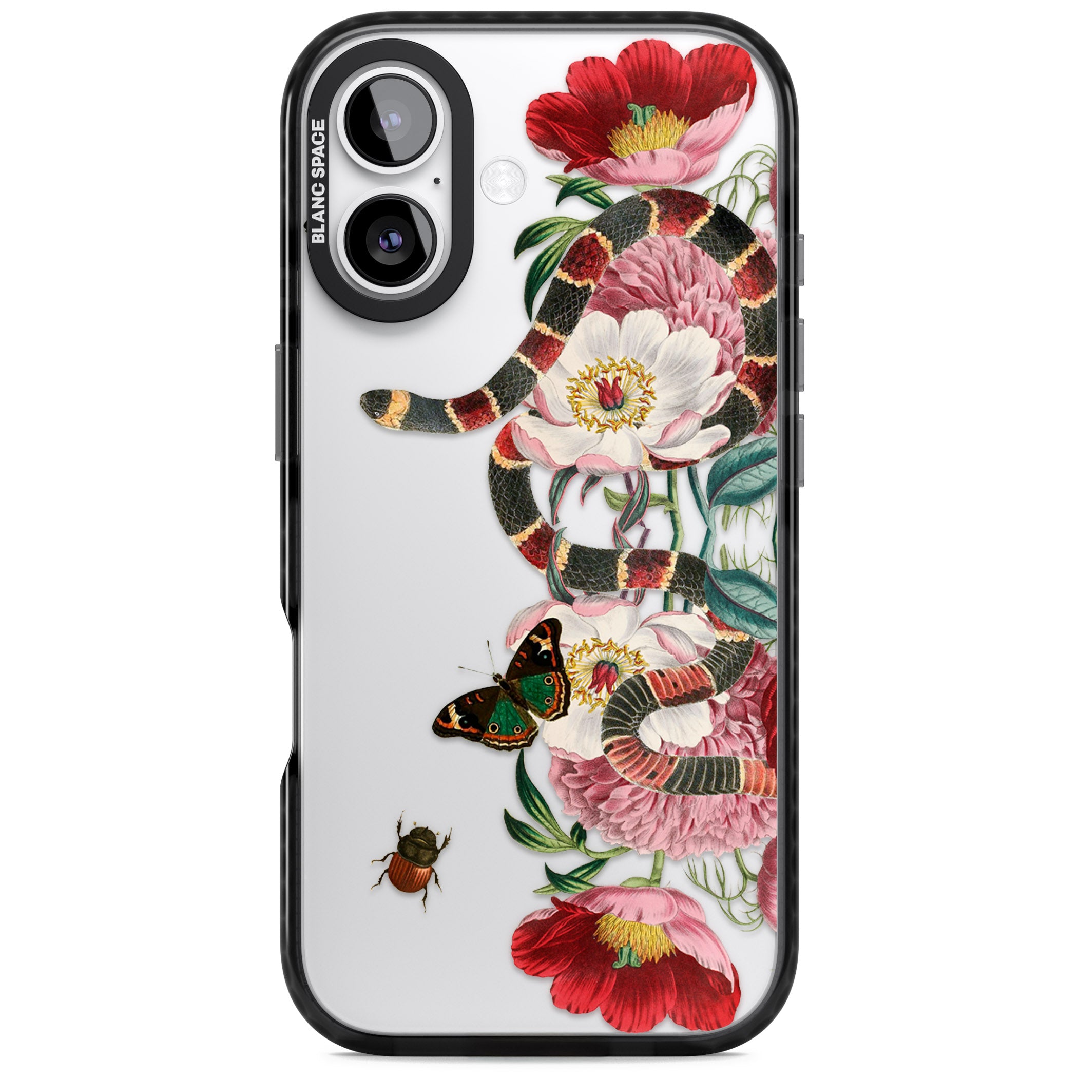 Floral Snake iPhone 17 Impact Black Phone Case