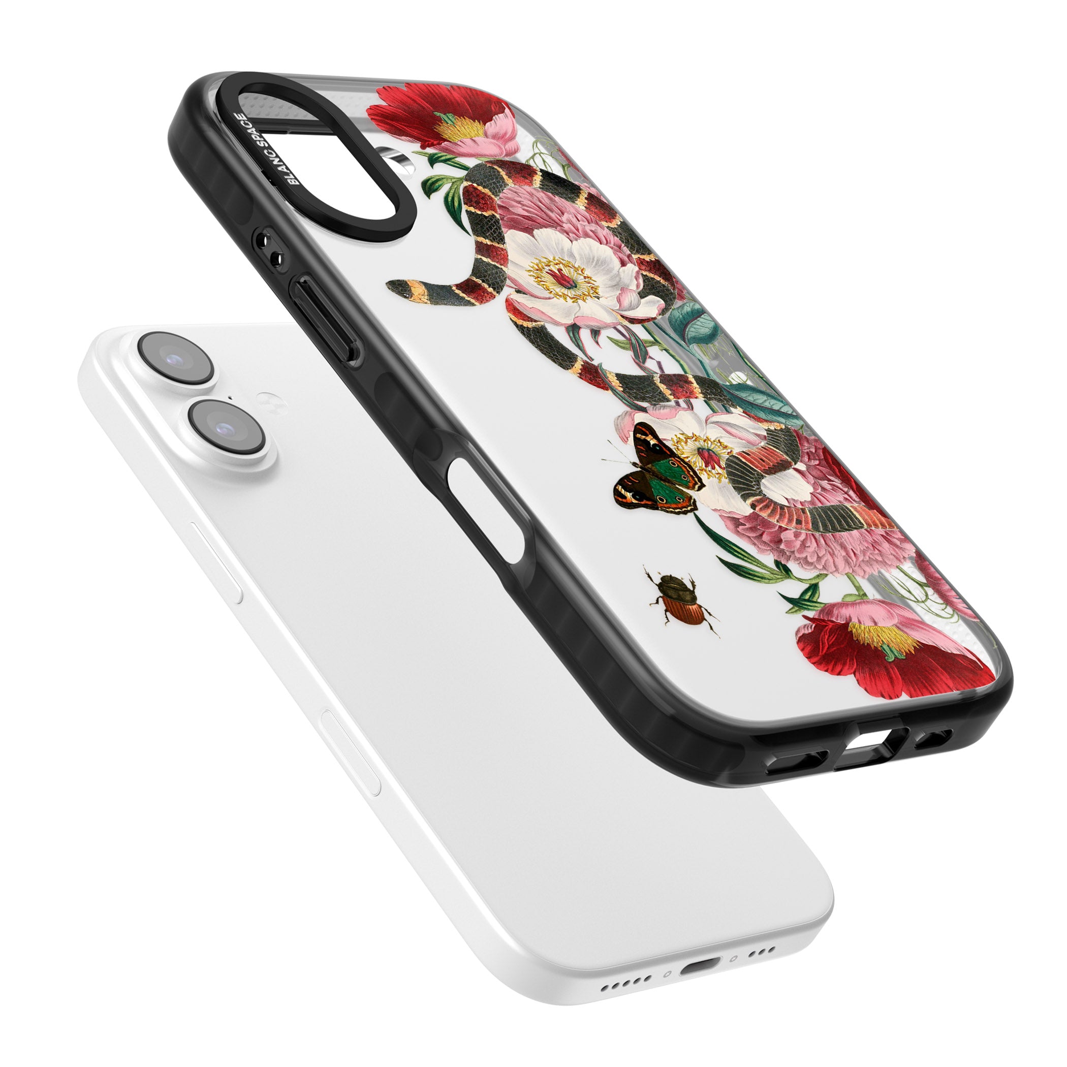 Floral Snake iPhone 17 Impact Black Phone Case Colours
