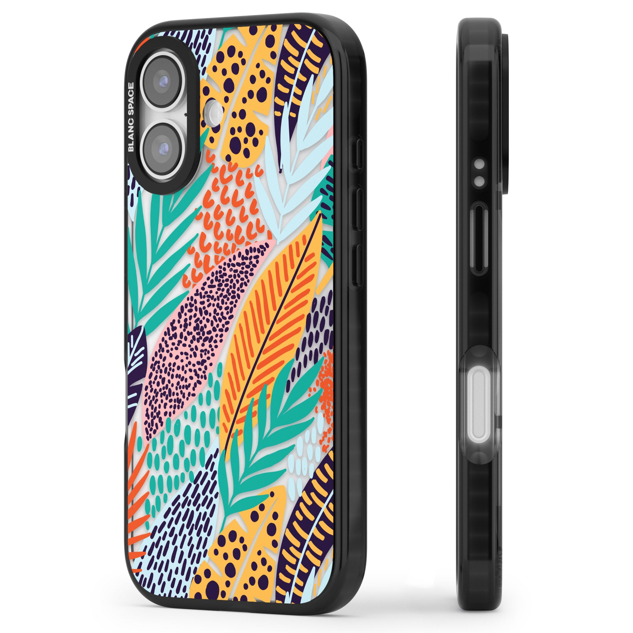 Colourful Leaves Mixture iPhone 17 Impact Black Phone Case Side Profile