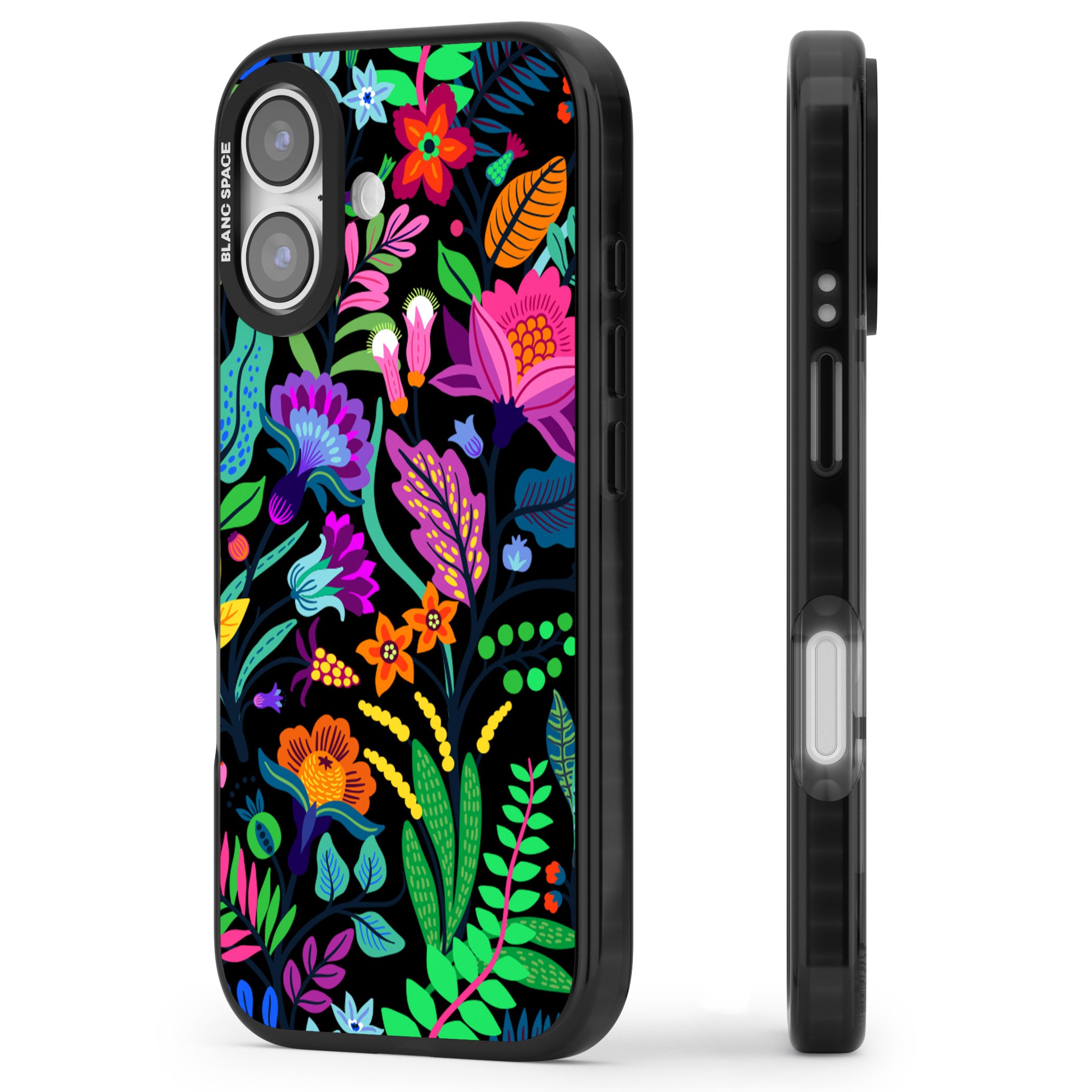 Floral Vibe (Black) iPhone 17 Impact Black Phone Case Side Profile