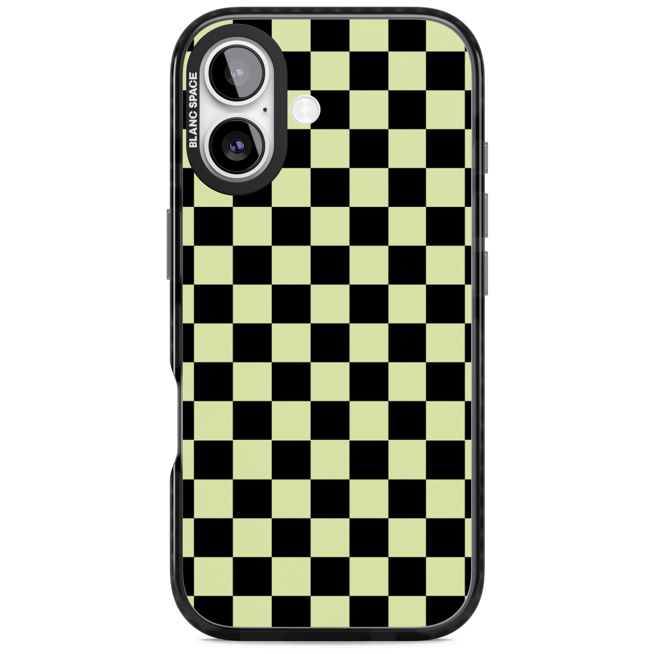 Black & Lime Check iPhone 17 Impact Black Phone Case