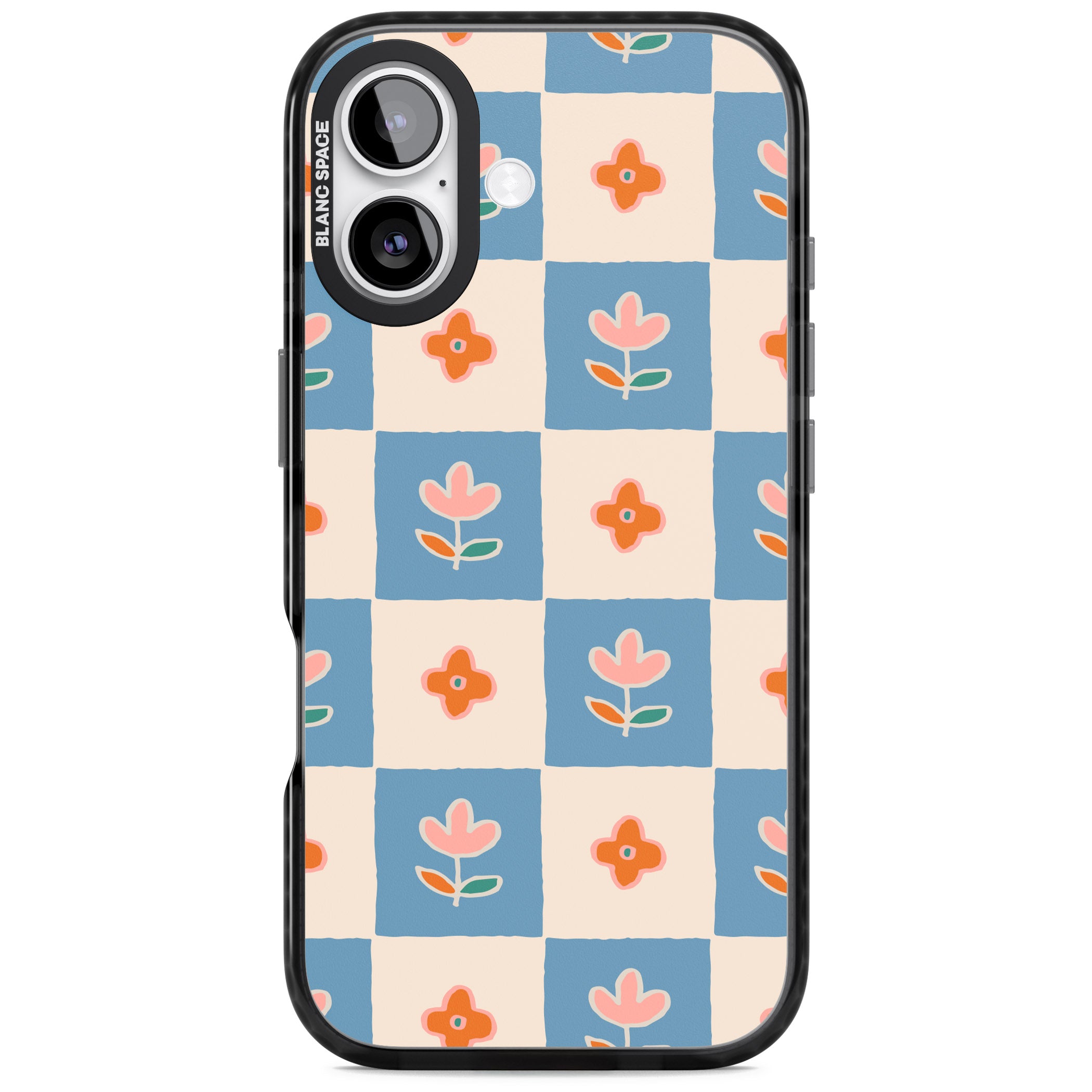 Vintage Bloom Checkered iPhone 17 Impact Black Phone Case