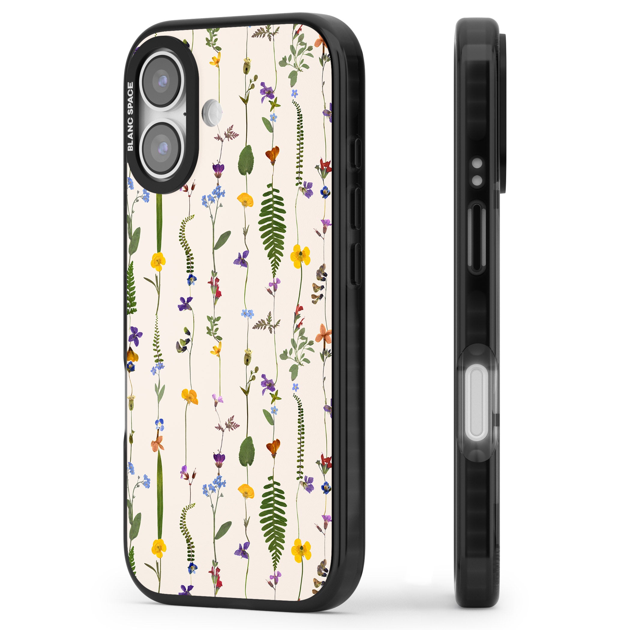 Wildflower Vertical iPhone 17 Impact Black Phone Case Side Profile