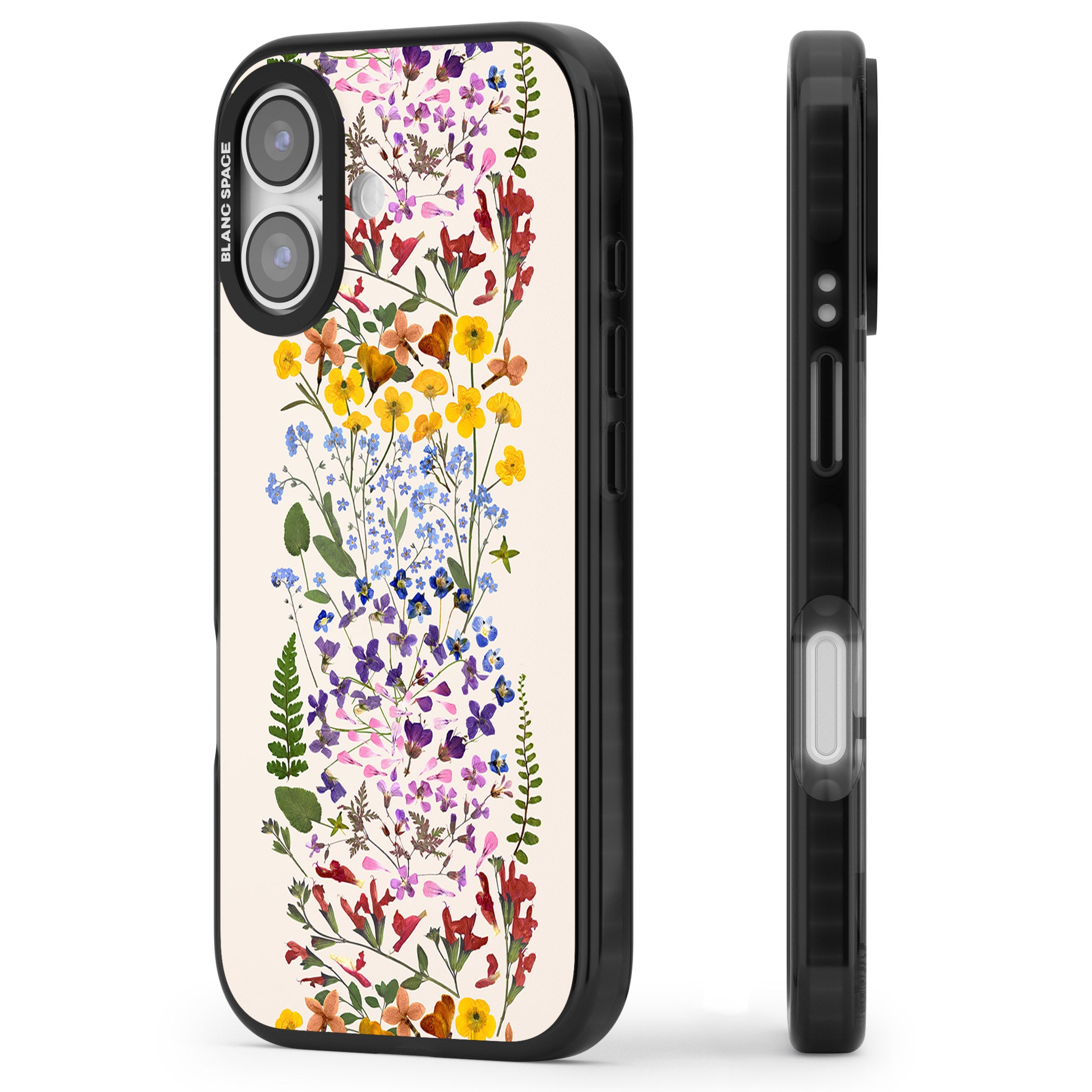 Cream Wildflower iPhone 17 Impact Black Phone Case Side Profile