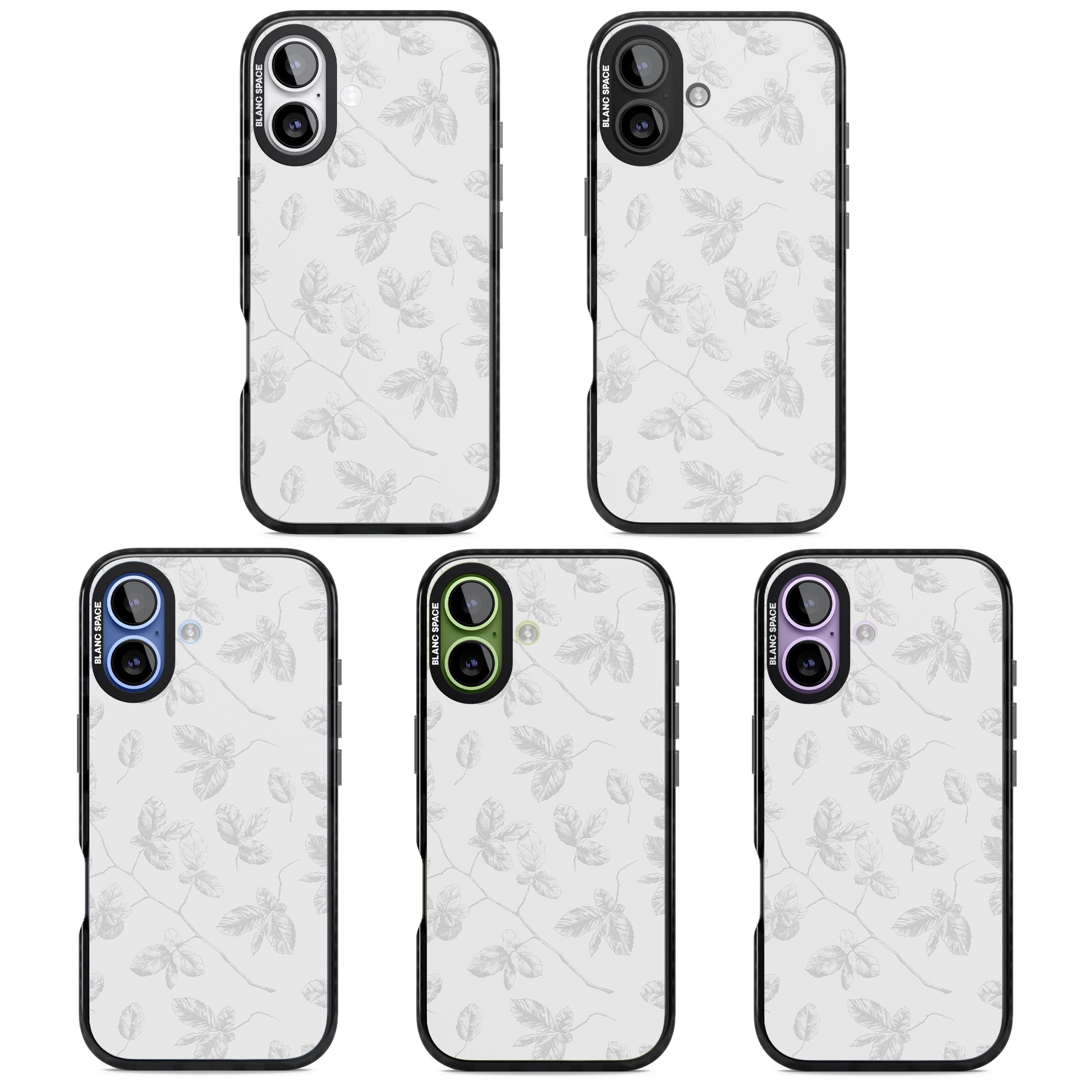 Grey Vine Botanical iPhone 17 Impact Black Phone Case APT Impact Protection