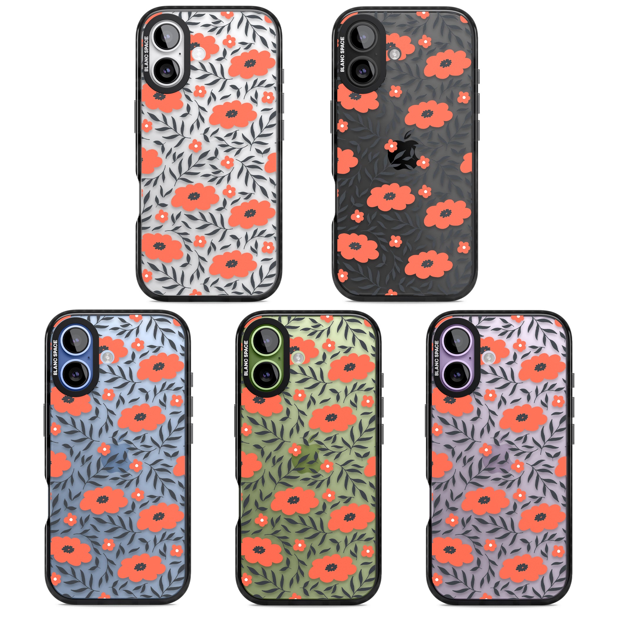 Red Poppy Floral iPhone 17 Impact Black Phone Case APT Impact Protection