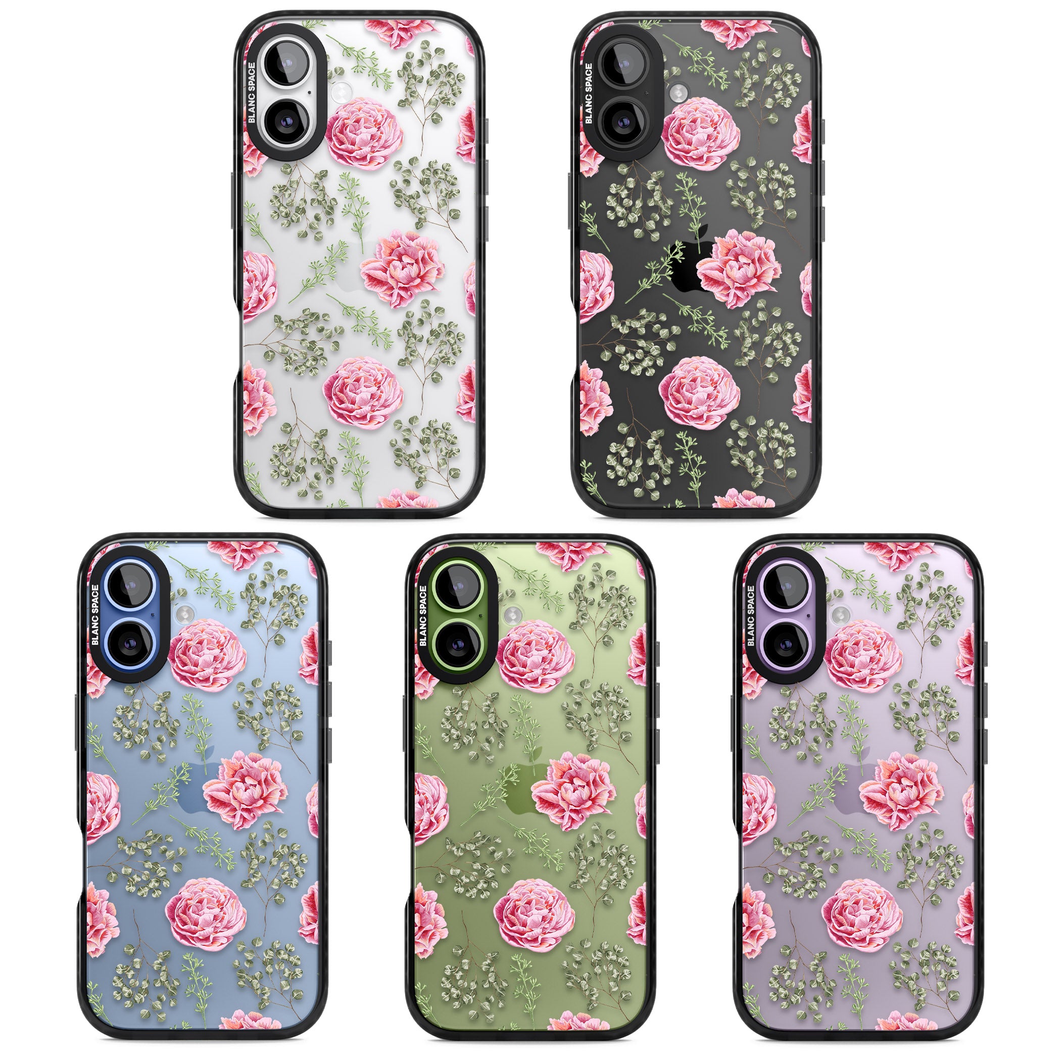 Roses & Eucalyptus Floral iPhone 17 Impact Black Phone Case APT Impact Protection