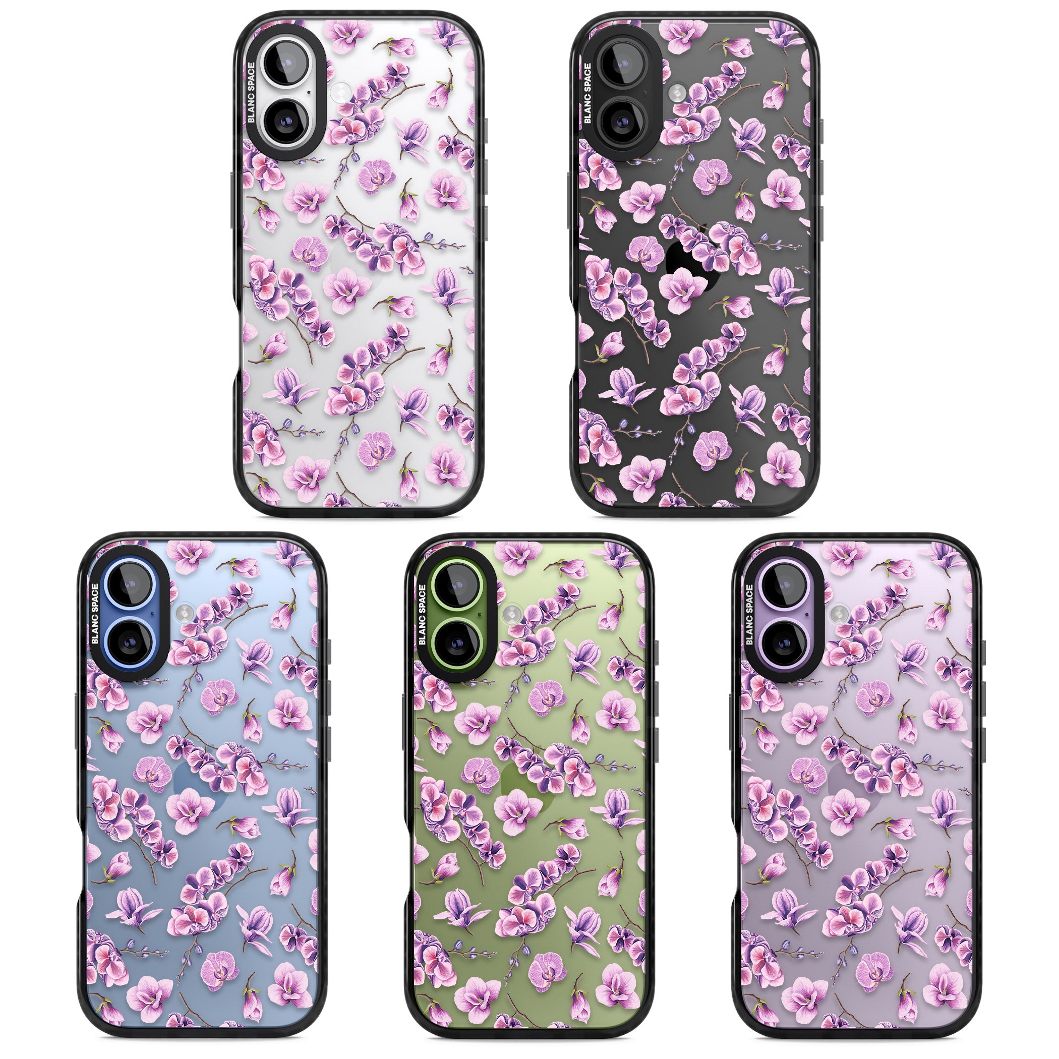 Purple Orchids Floral iPhone 17 Impact Black Phone Case APT Impact Protection