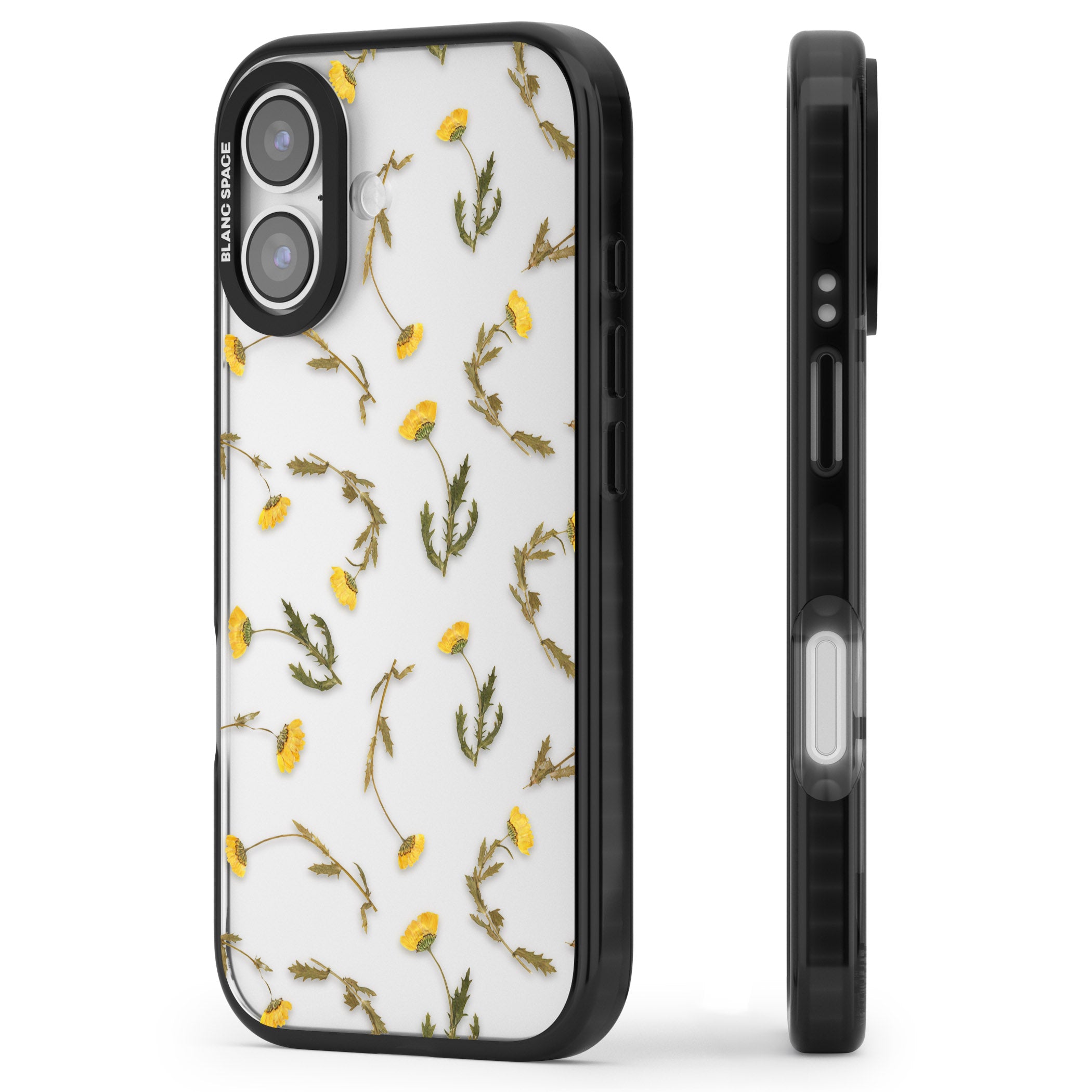 Wildflower Yellow iPhone 17 Impact Black Phone Case Side Profile