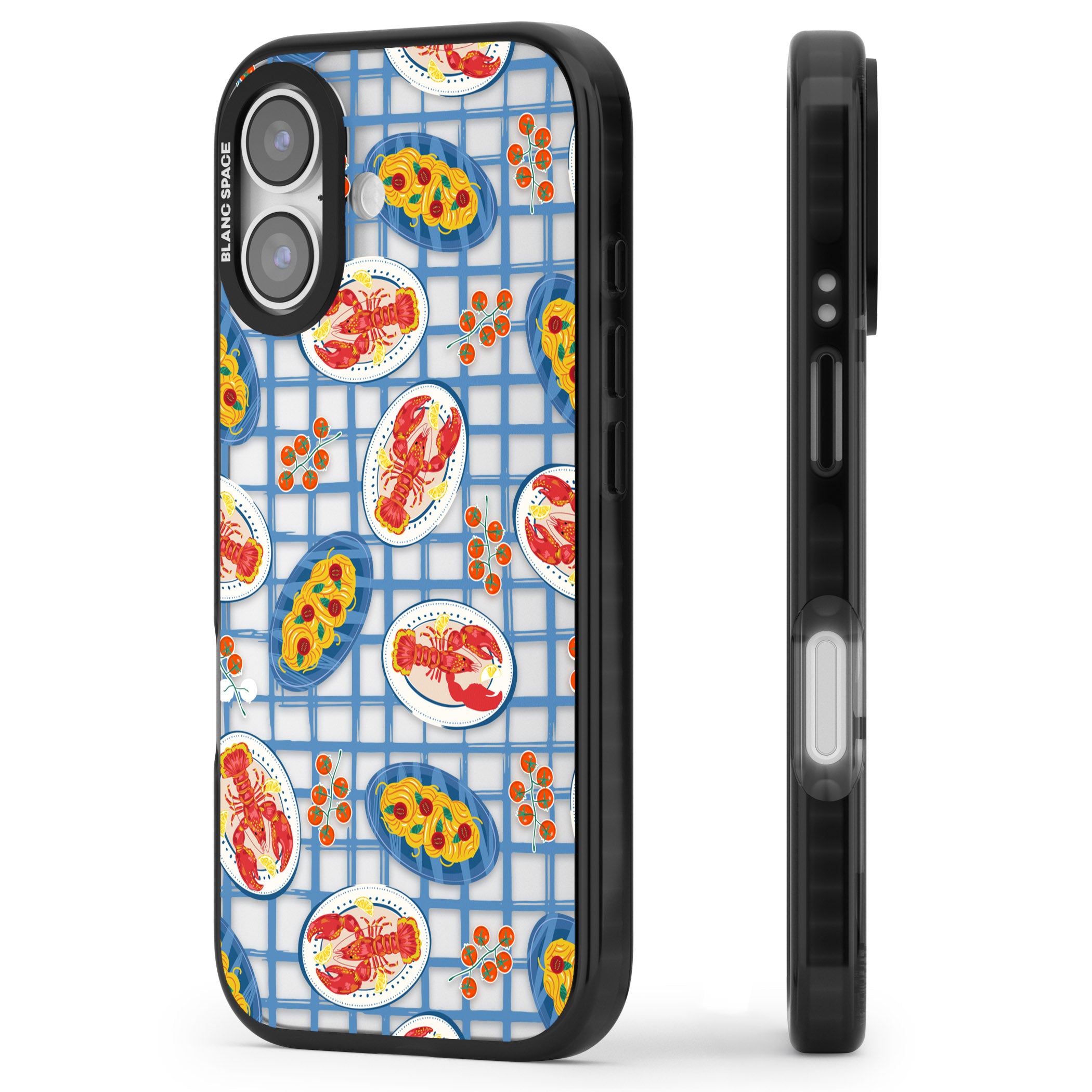 Lobster & Pasta Picnic iPhone 17 Impact Black Phone Case Side Profile