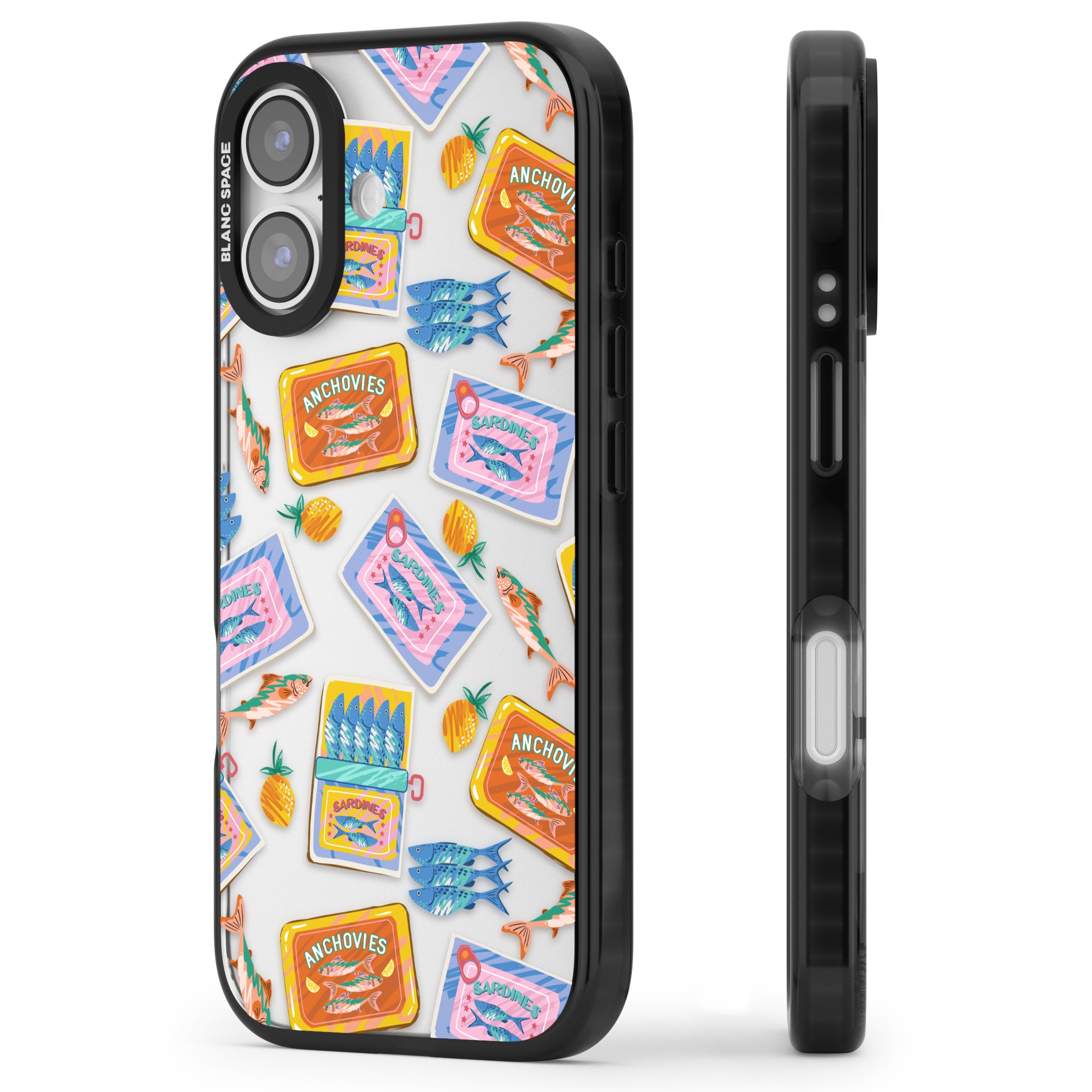 Sardines & Anchovies iPhone 17 Impact Black Phone Case Side Profile