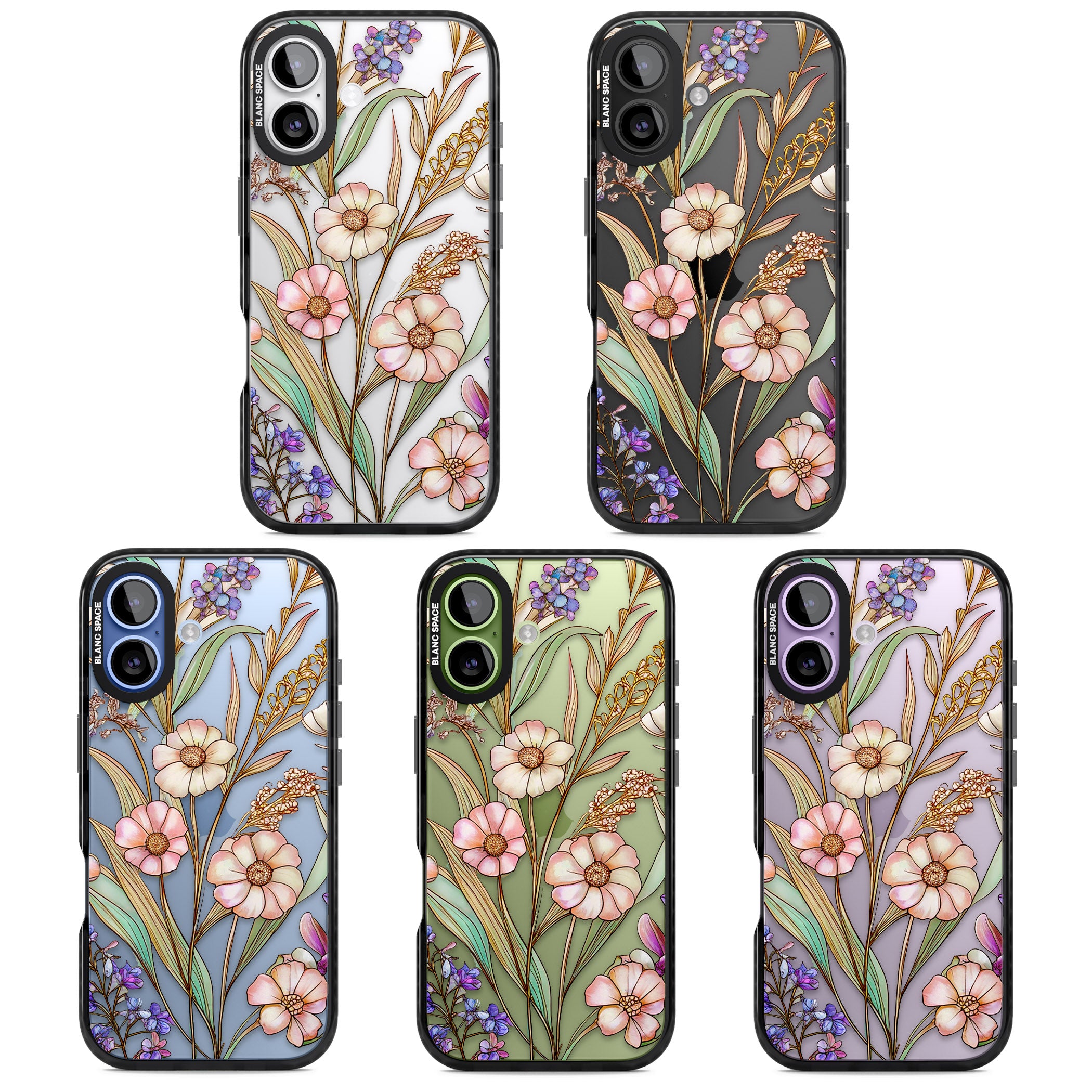 Glass Spring Flowers iPhone 17 Impact Black Phone Case APT Impact Protection