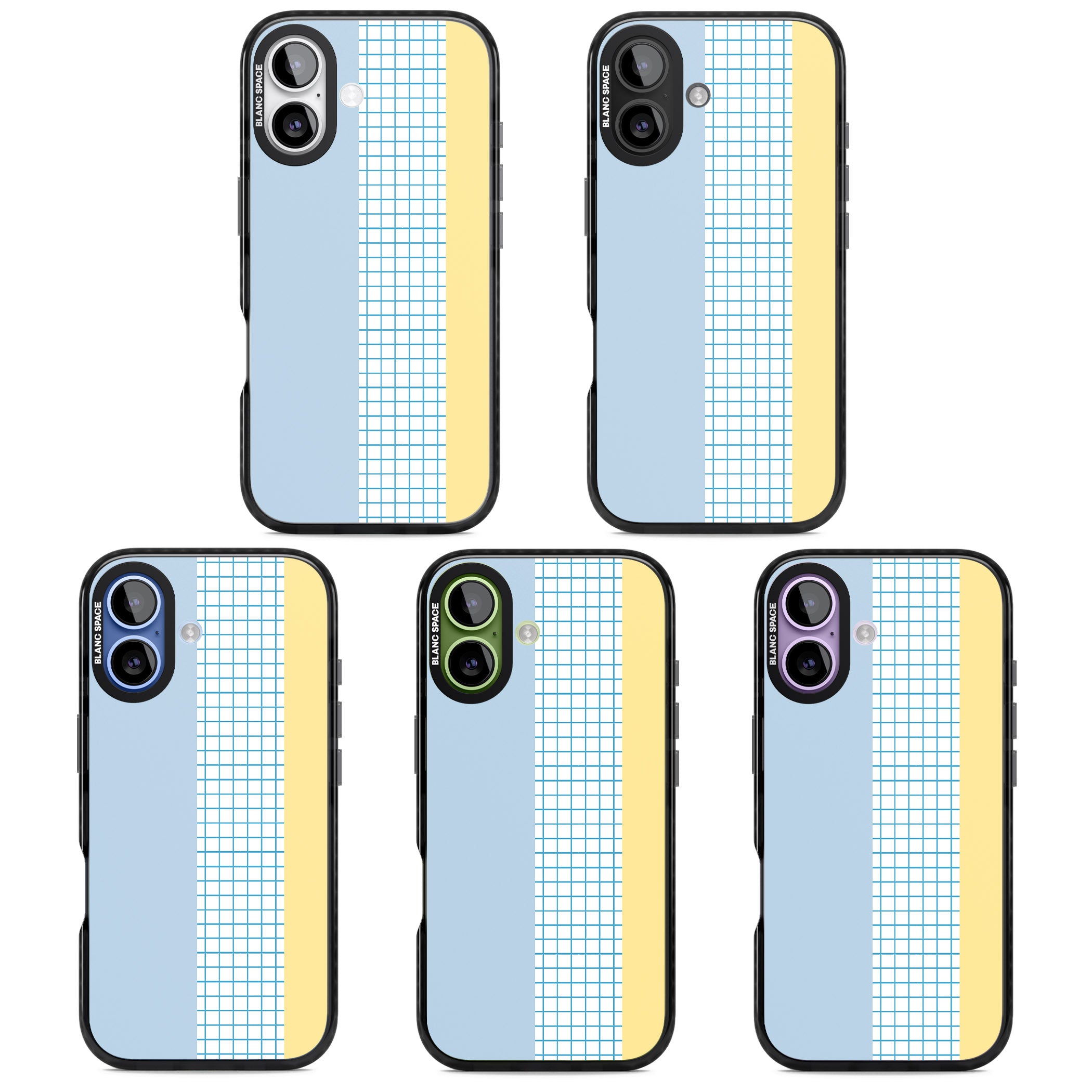 Abstract Grid Blue & Yellow iPhone 17 Impact Black Phone Case APT Impact Protection