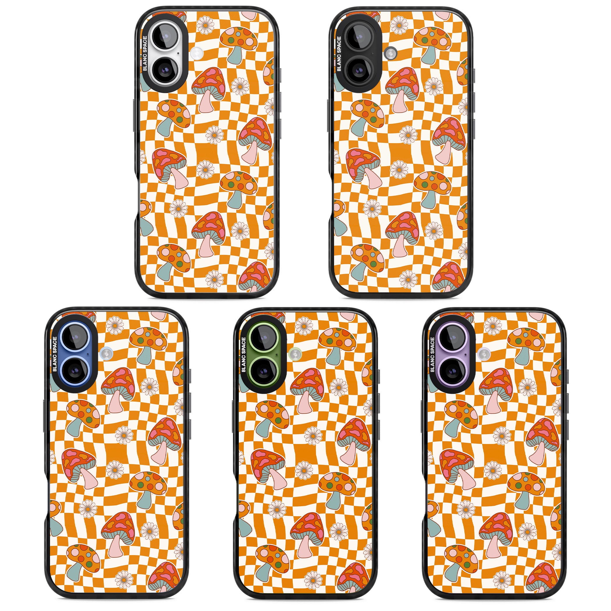 Wavy Checked Shrooms iPhone 17 Impact Black Phone Case APT Impact Protection