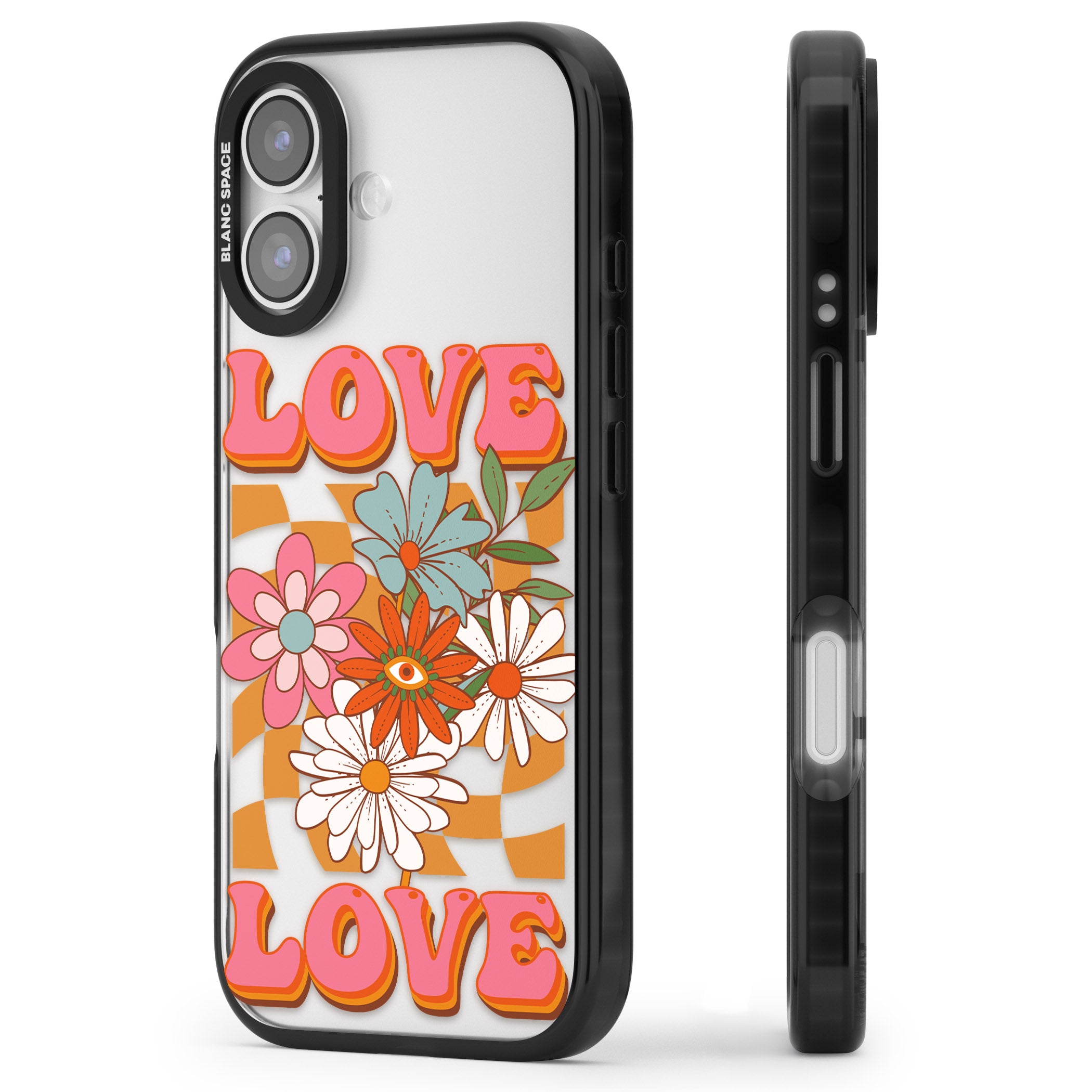 Love Bloom iPhone 17 Impact Black Phone Case Side Profile