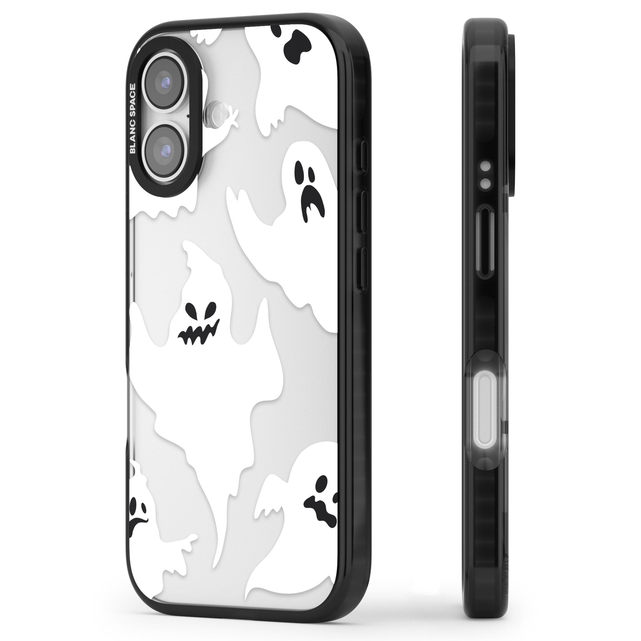 Ghost Pattern iPhone 17 Impact Black Phone Case Side Profile