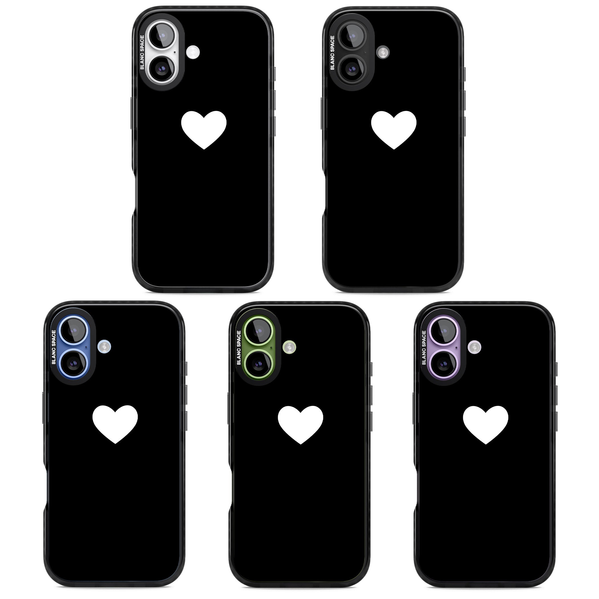 Single Heart Design: White & iPhone 17 Impact Black Phone Case APT Impact Protection