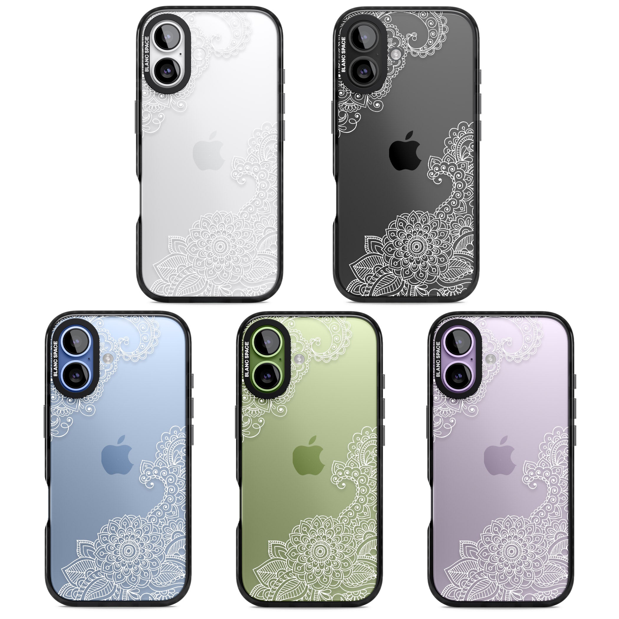 White Henna Botanicals iPhone 17 Impact Black Phone Case APT Impact Protection