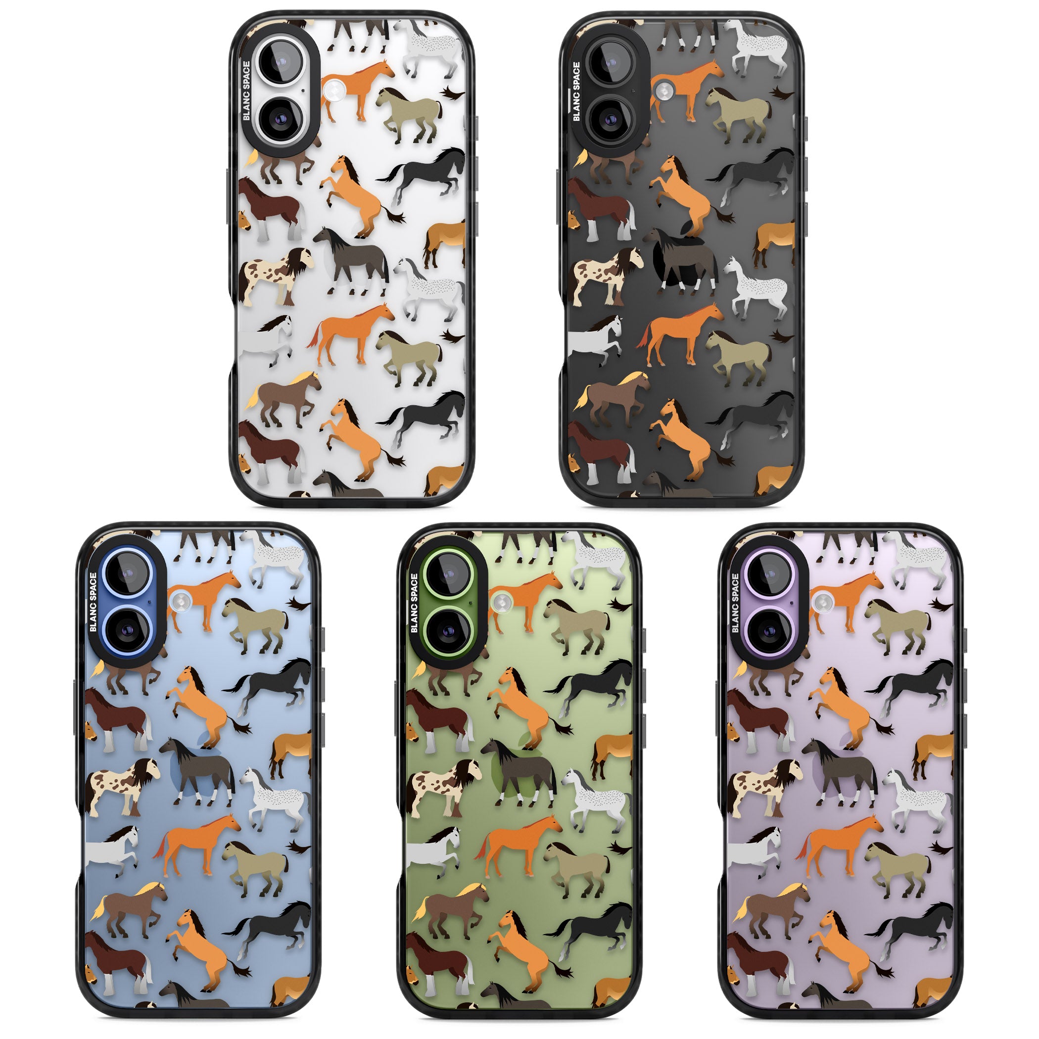 Horse Pattern iPhone 17 Impact Black Phone Case APT Impact Protection