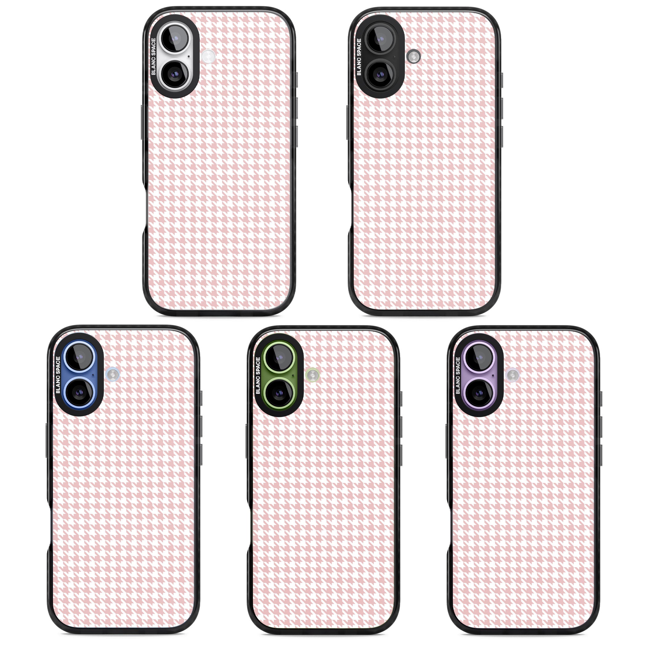 Pink Houndstooth Pattern iPhone 17 Impact Black Phone Case APT Impact Protection