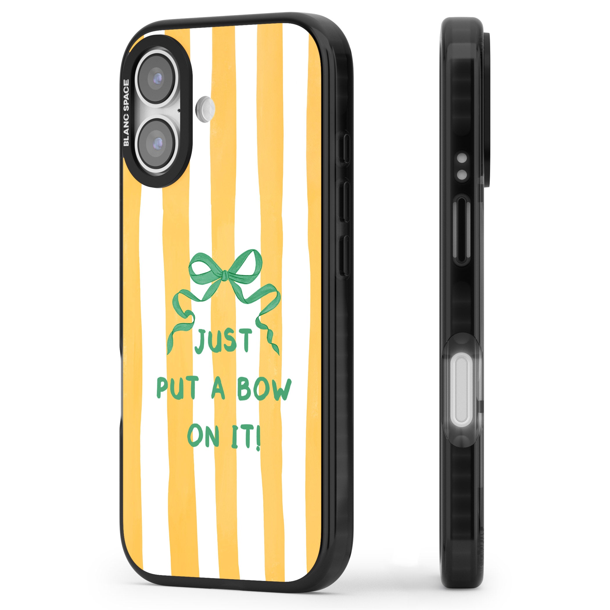 Just Put a Bow On It iPhone 17 Impact Black Phone Case Side Profile