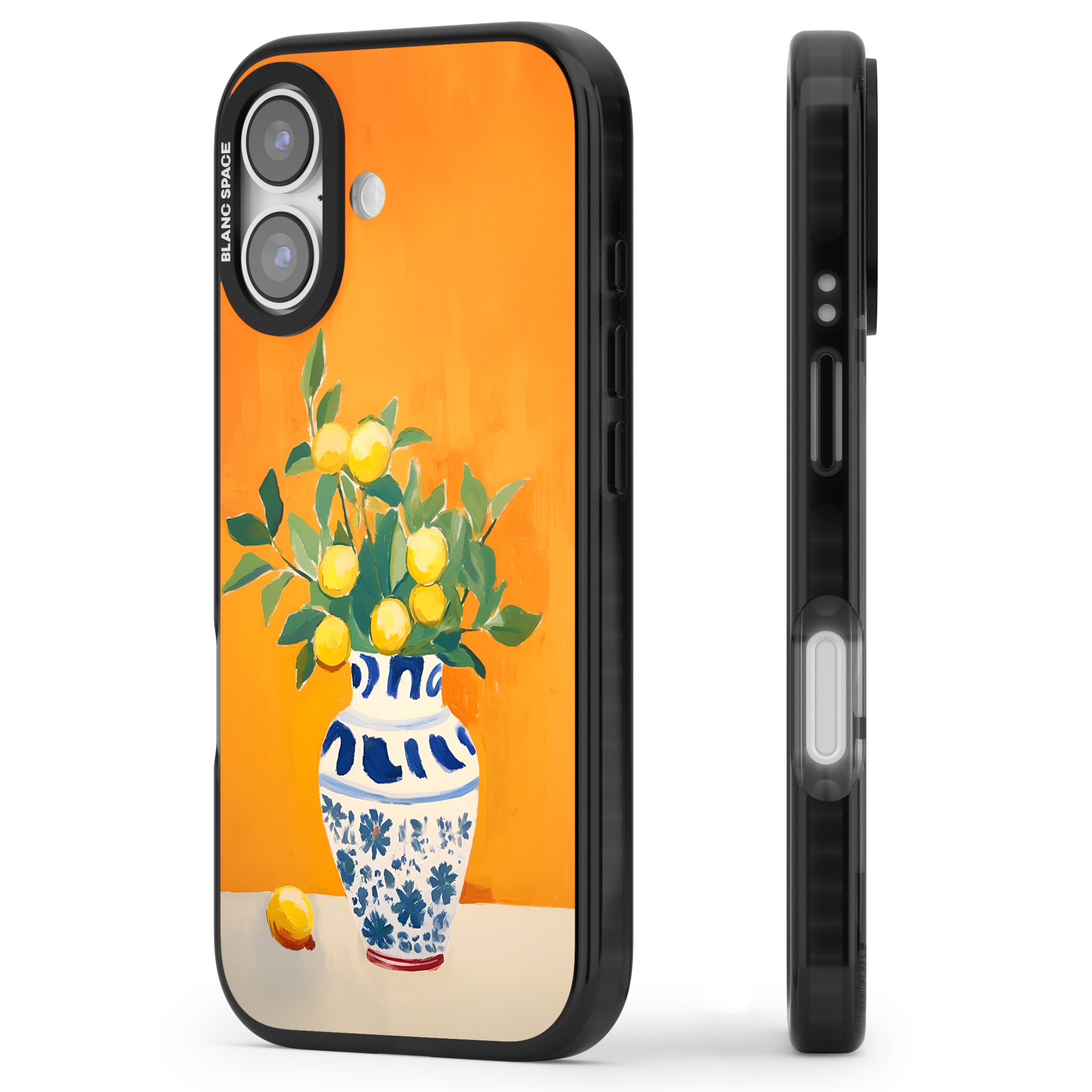 Lemon Vase iPhone 17 Impact Black Phone Case Side Profile