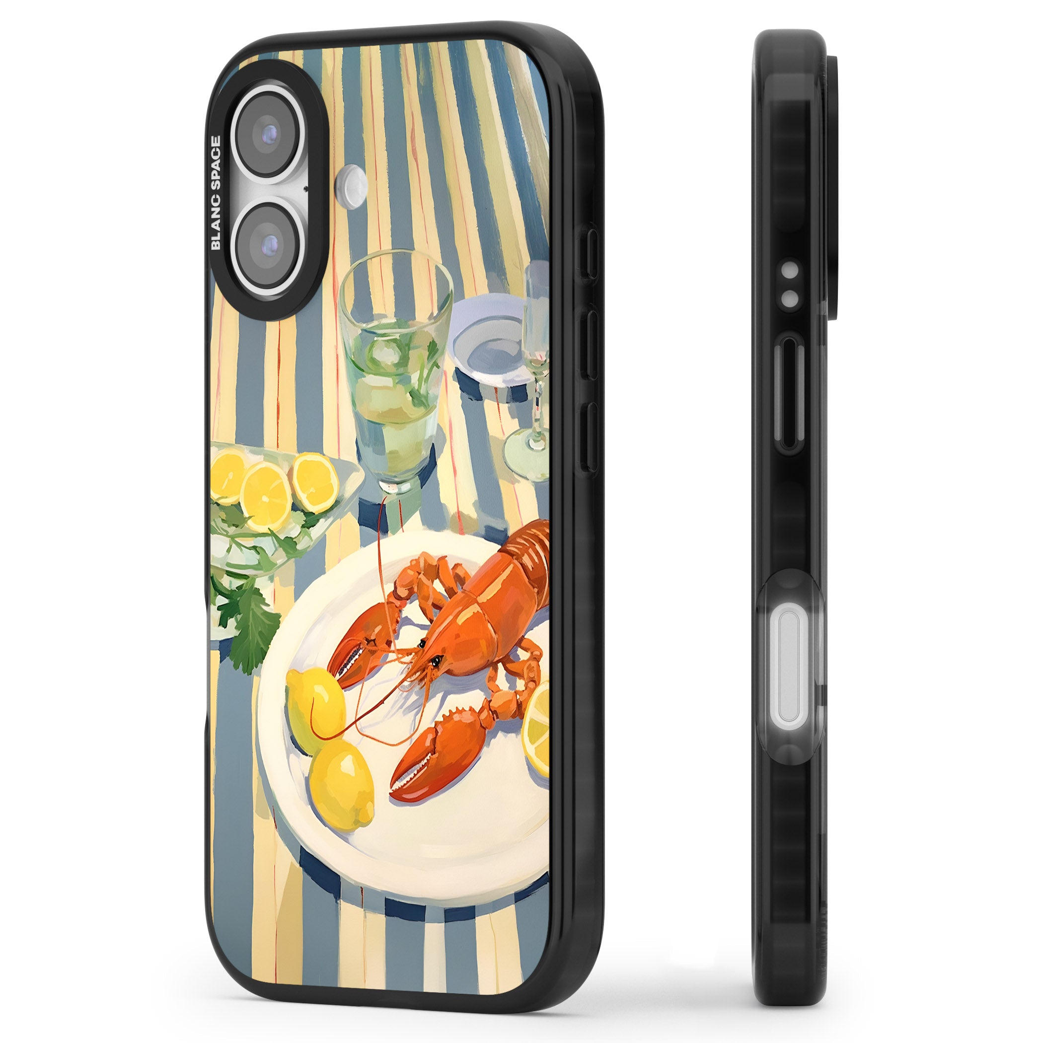 Lobster & Lemons iPhone 17 Impact Black Phone Case Side Profile