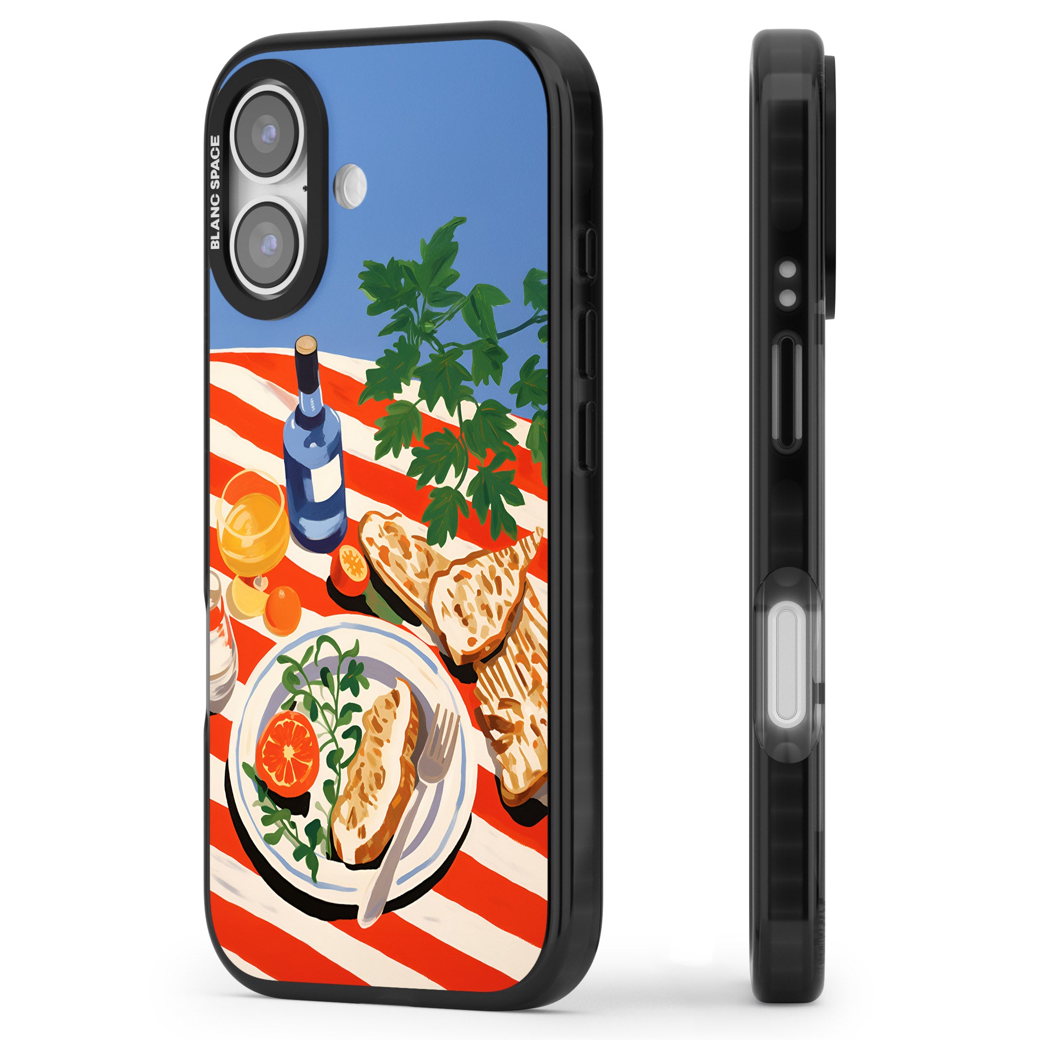 Mediterranean Lunch Table iPhone 17 Impact Black Phone Case Side Profile