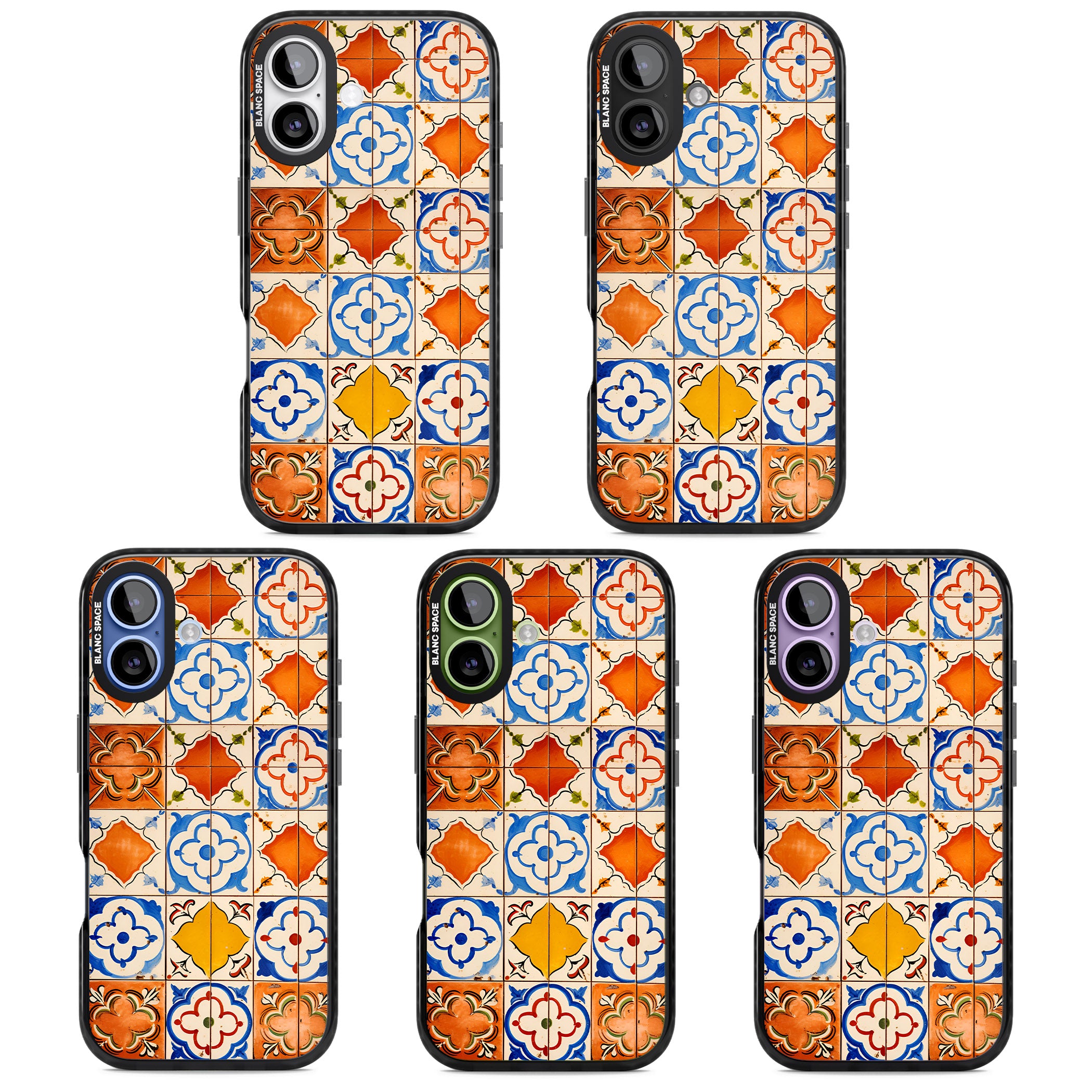 Spanish Mosaic Tiles iPhone 17 Impact Black Phone Case APT Impact Protection