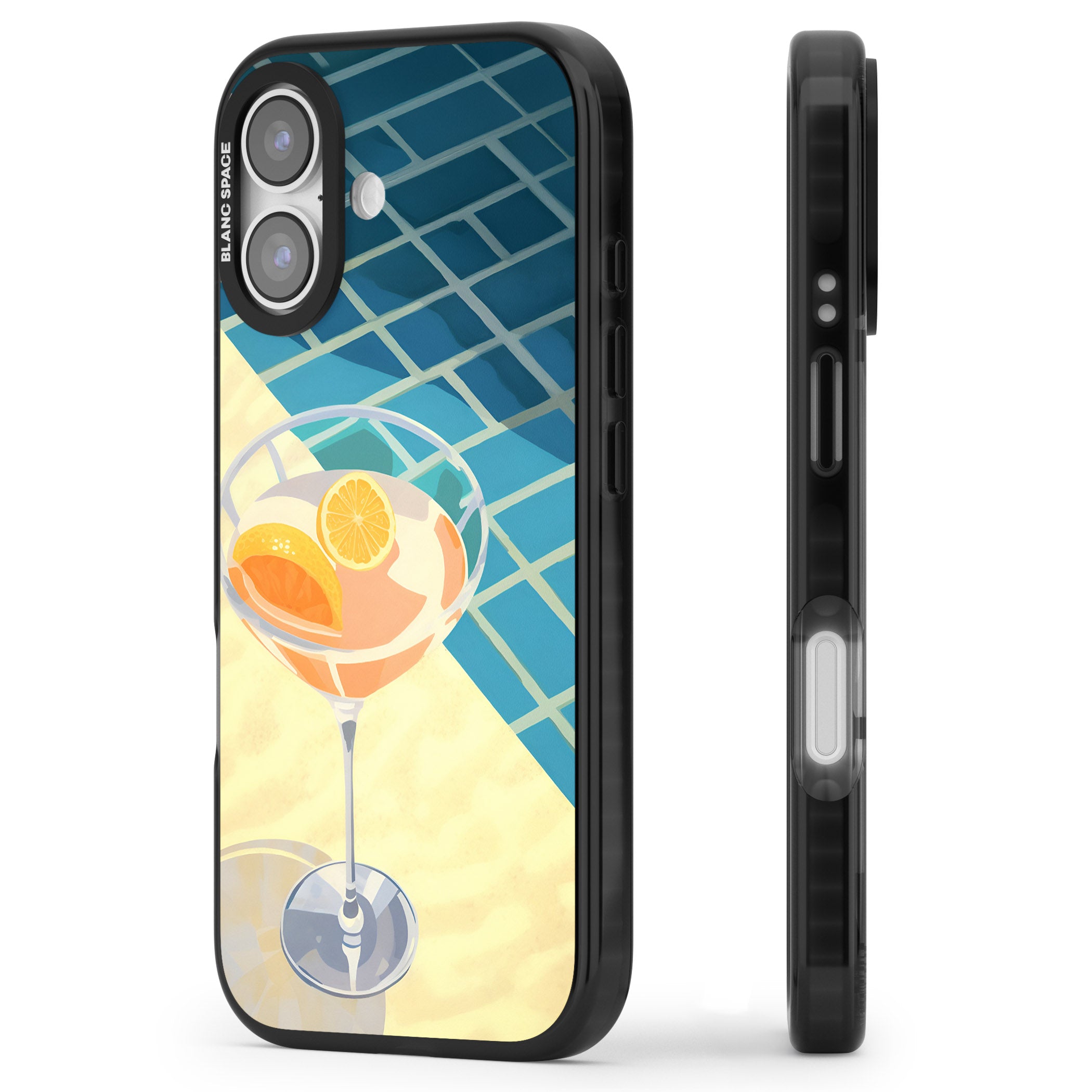 Poolside Citrus Cocktail iPhone 17 Impact Black Phone Case Side Profile