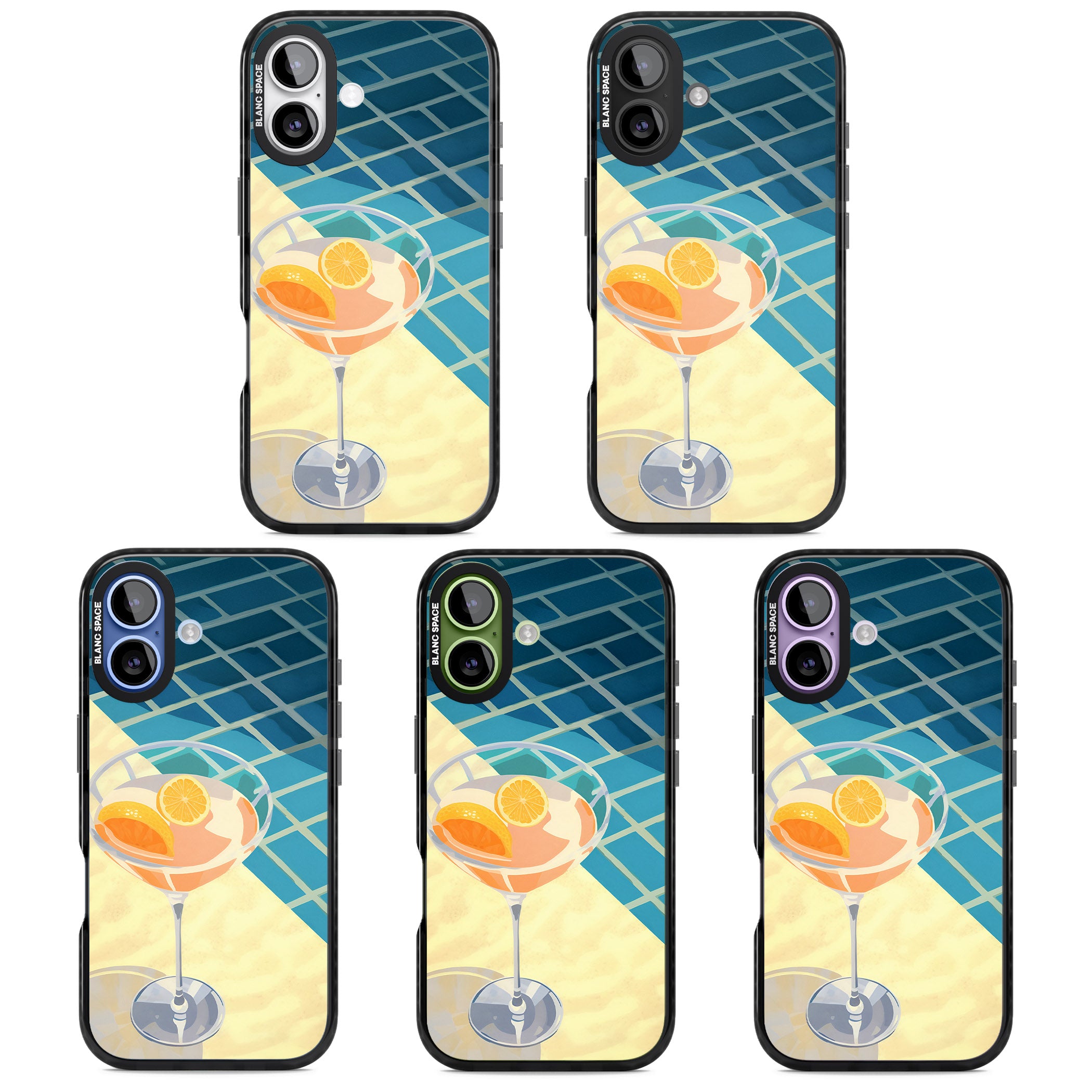 Poolside Citrus Cocktail iPhone 17 Impact Black Phone Case APT Impact Protection