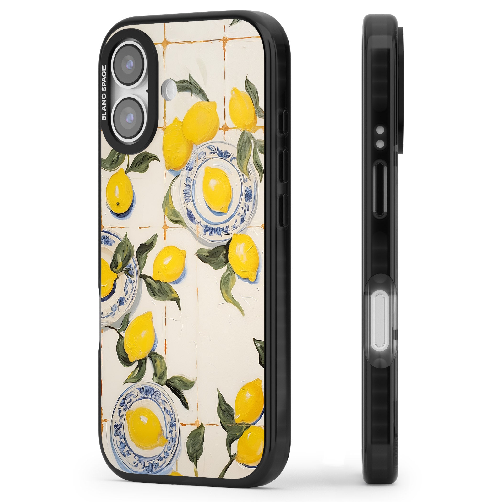 Lemons & Porcelain iPhone 17 Impact Black Phone Case Side Profile