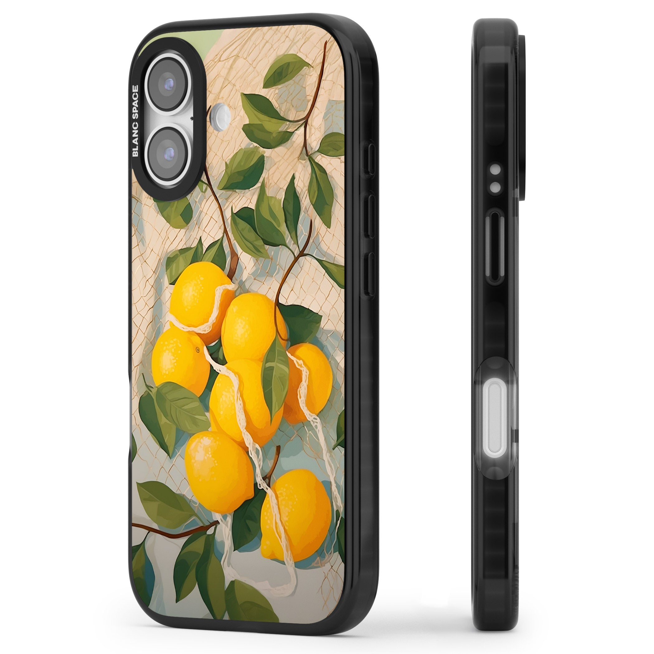 Lemon Vines iPhone 17 Impact Black Phone Case Side Profile