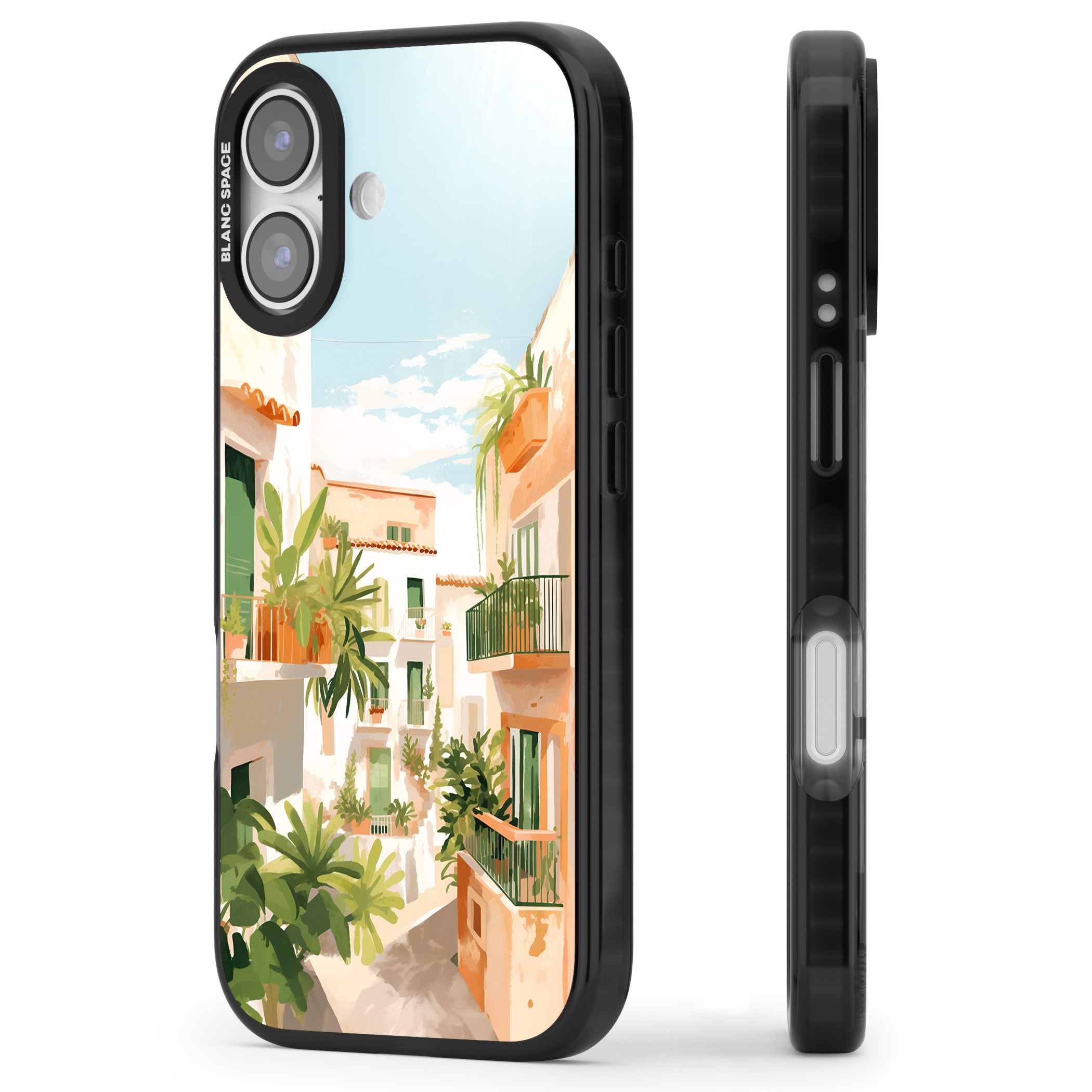 Tuscan Balconies iPhone 17 Impact Black Phone Case Side Profile