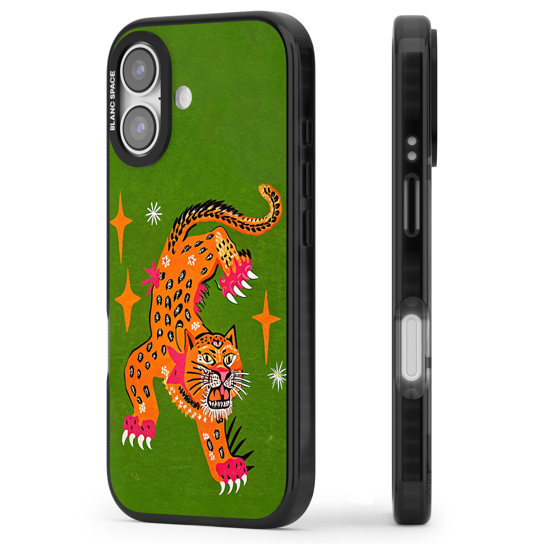 Fierce Jaguar iPhone 17 Impact Black Phone Case Side Profile