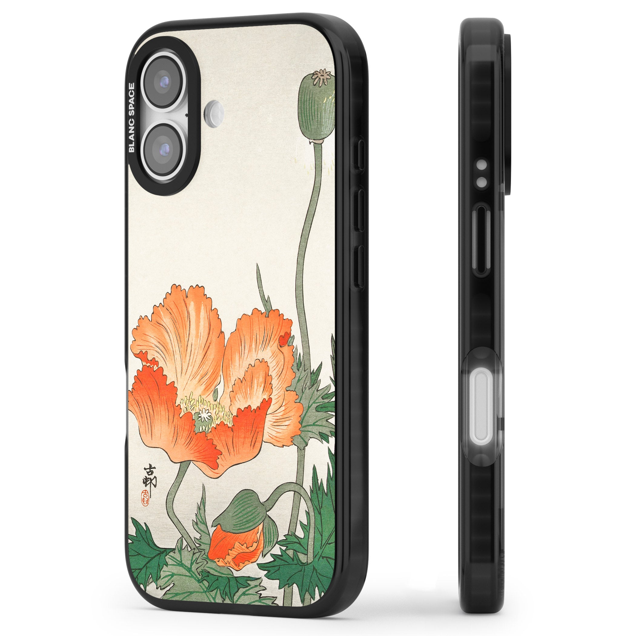Birds And Plants By Ohara Koson iPhone 17 Impact Black Phone Case Side Profile
