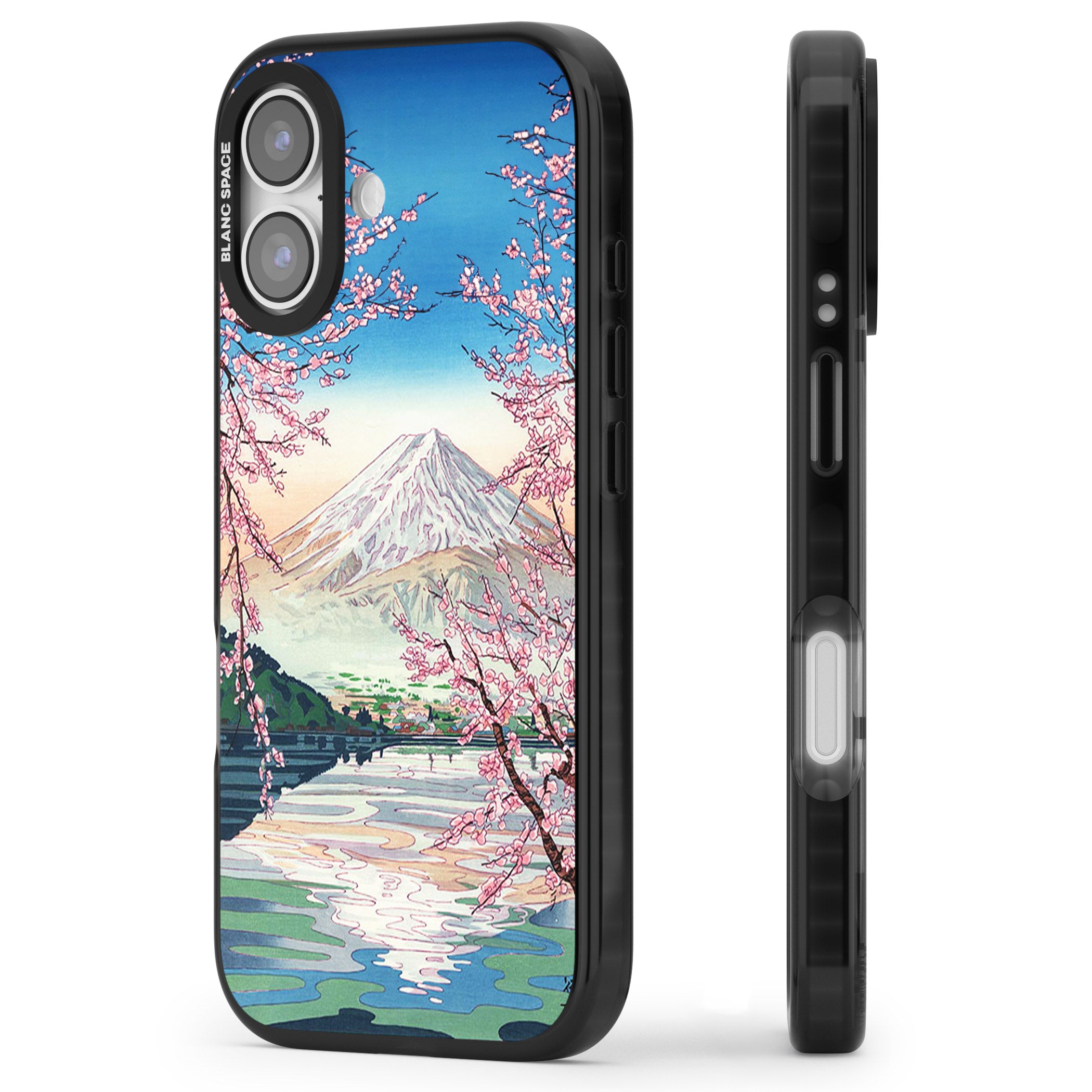Mt Fuji From Lake Kawaguchi iPhone 17 Impact Black Phone Case Side Profile