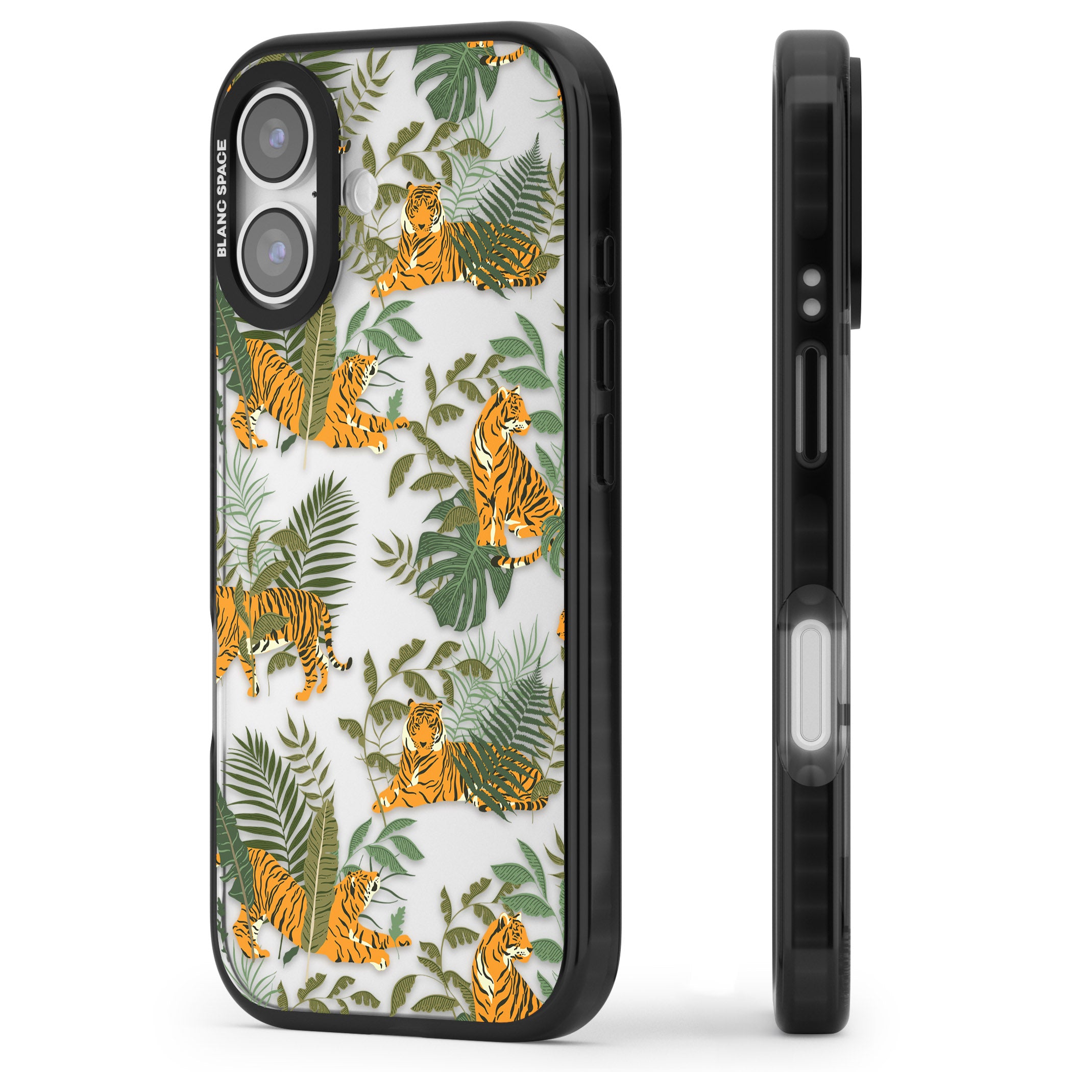 Tiger & Fern Jungle iPhone 17 Impact Black Phone Case Side Profile