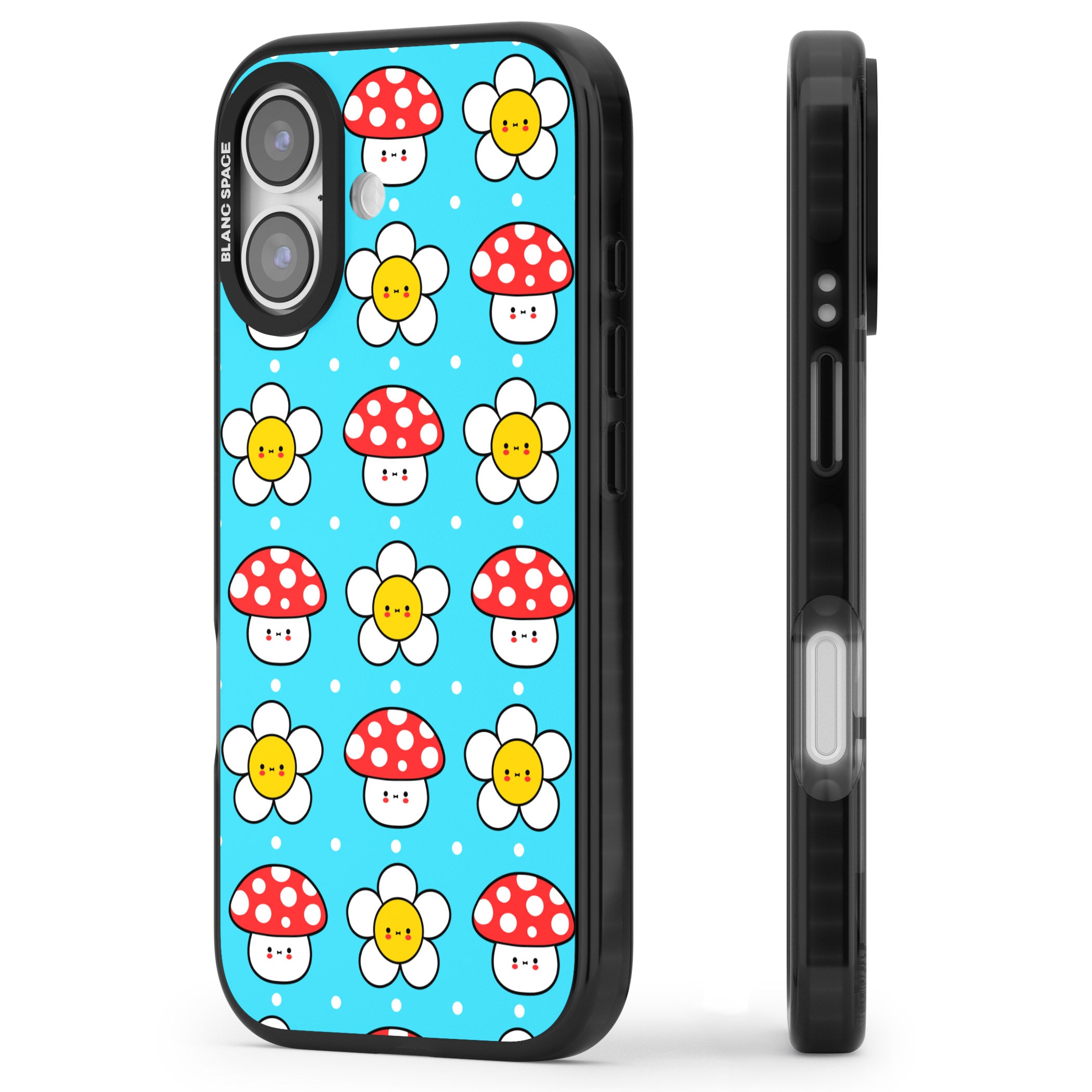 Shroom Bunnies Kawaii Pattern iPhone 17 Impact Black Phone Case Side Profile