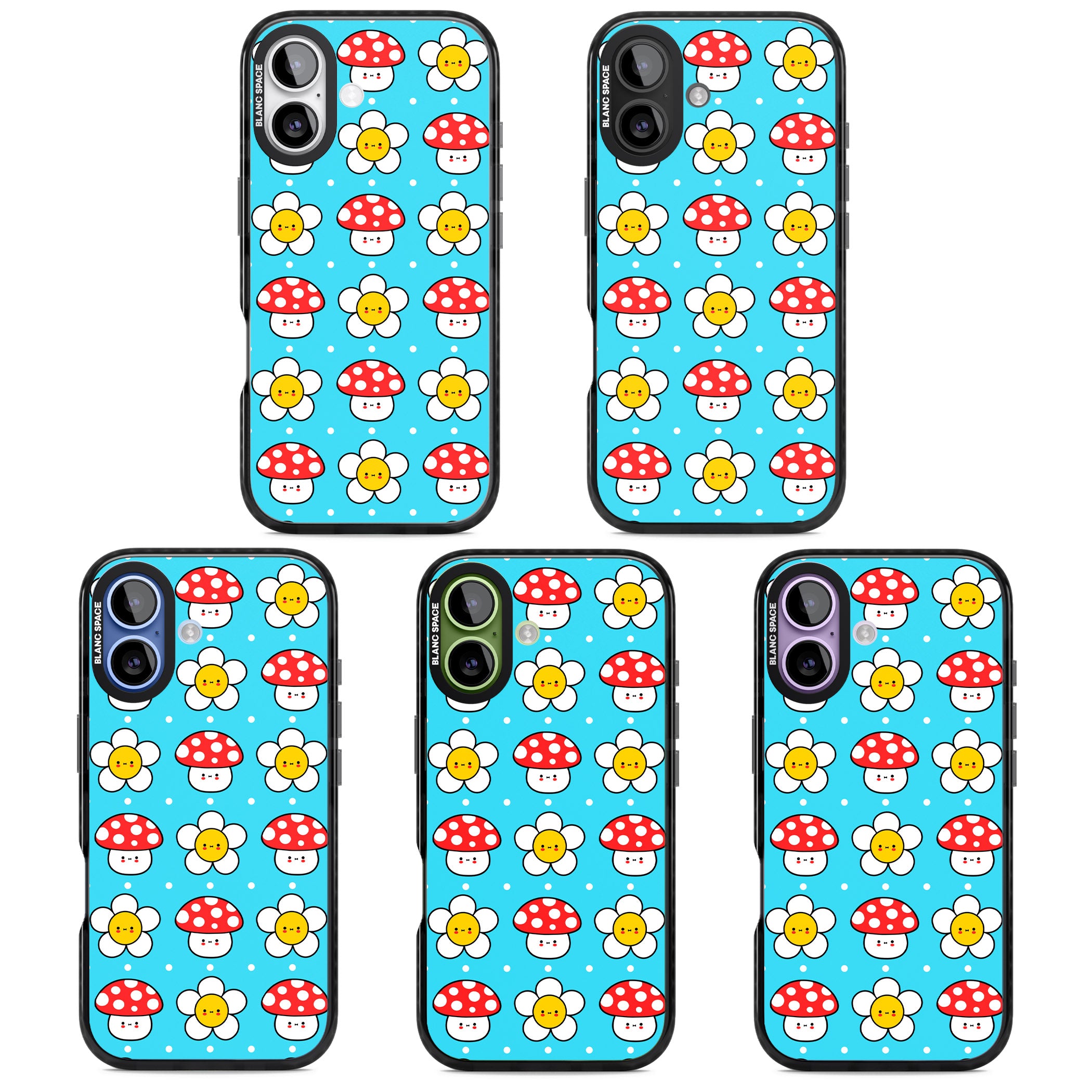 Shroom Bunnies Kawaii Pattern iPhone 17 Impact Black Phone Case APT Impact Protection